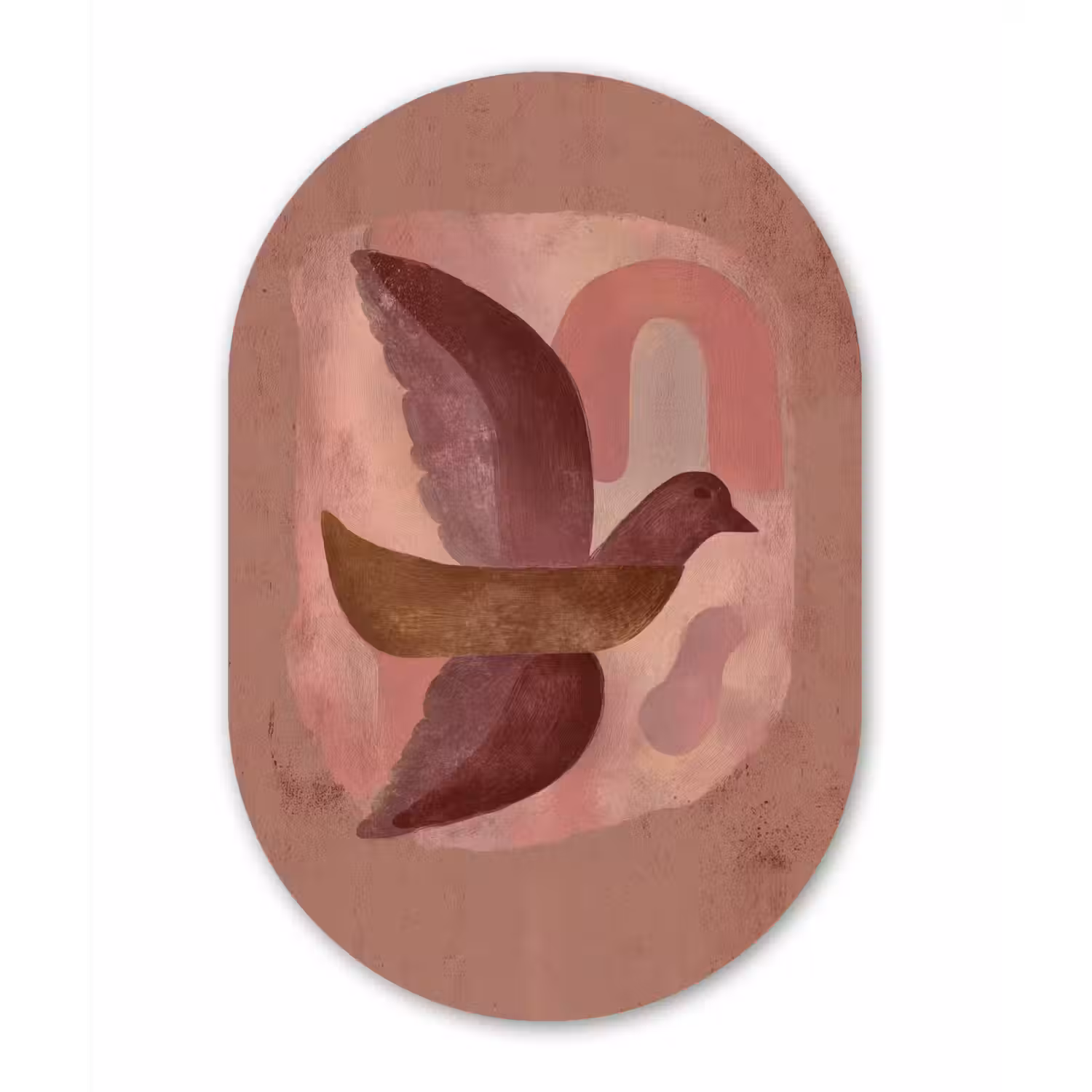 Illustratie - Vogels - Abstract - Roze Wandcirkel Ovaal Forex klein -3d