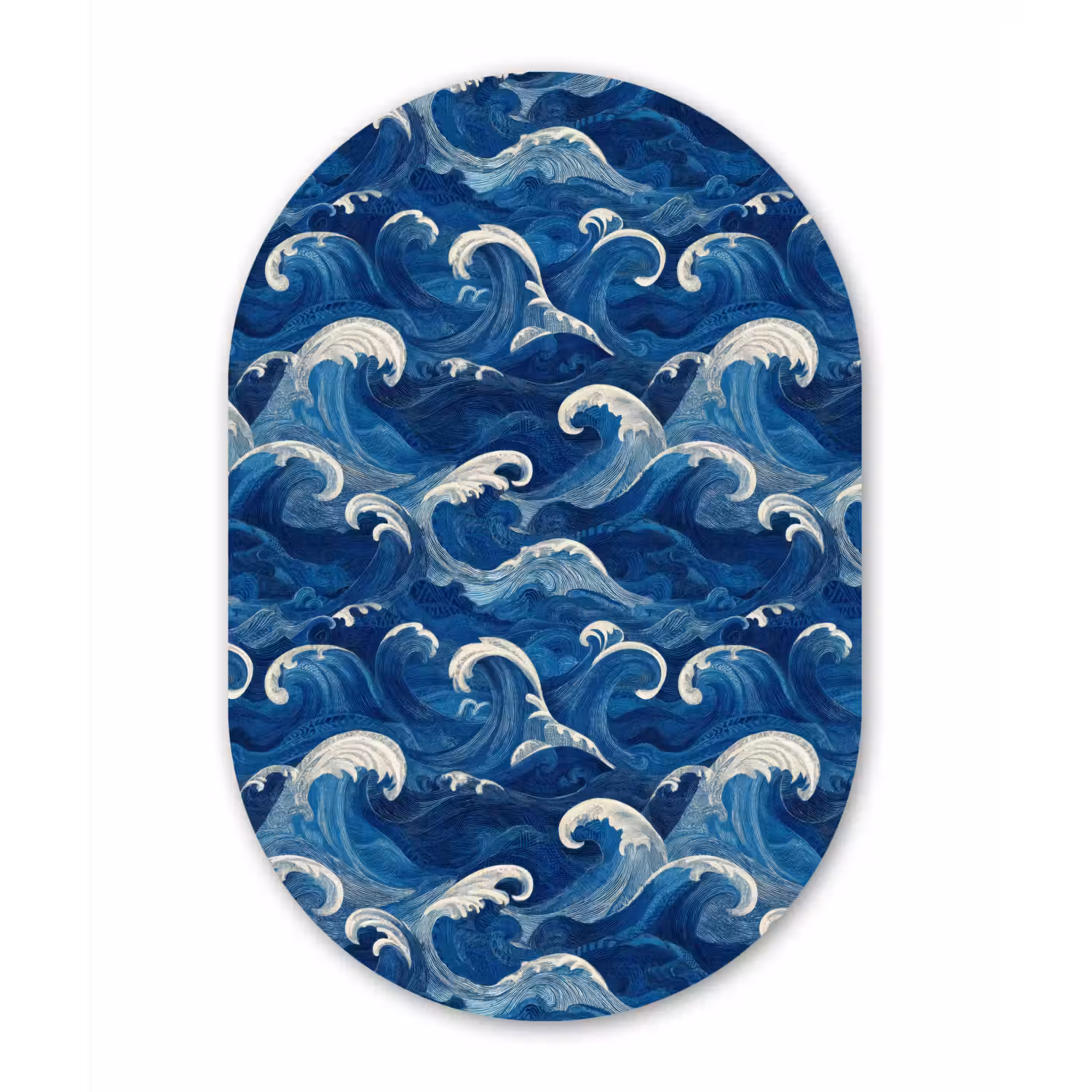 Japans - Oceaan - Golven - Blauw Wandcirkel Ovaal Forex klein 630 -3d