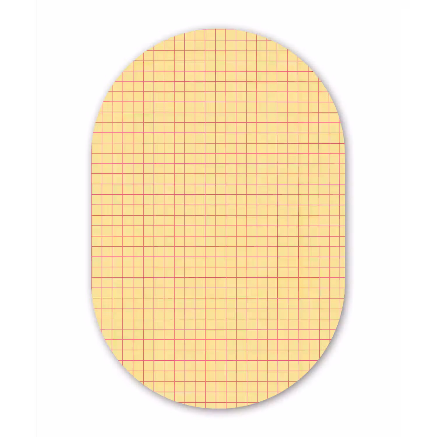 Ruitjes - Grid - Minimalistisch - Geel - Roze Wandcirkel Ovaal Forex klein 630 -3d