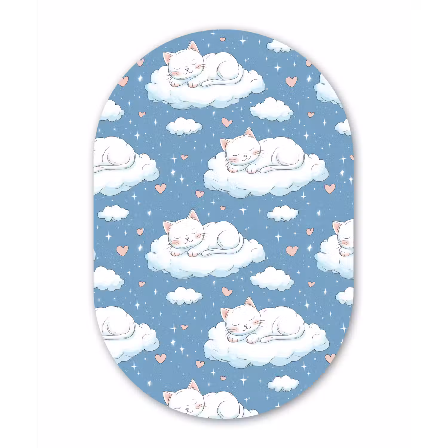 Kitten - Wolken - Blauw Wandcirkel Ovaal Forex klein 630 -3d