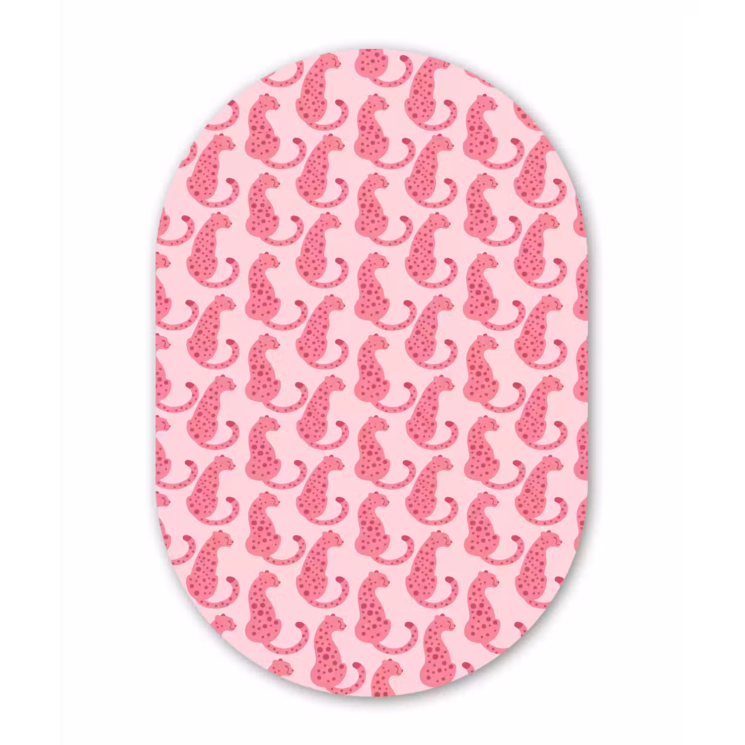 Kat - Gevlekt - Dieren - Patroon - Roze Wandcirkel Ovaal Forex klein -3d