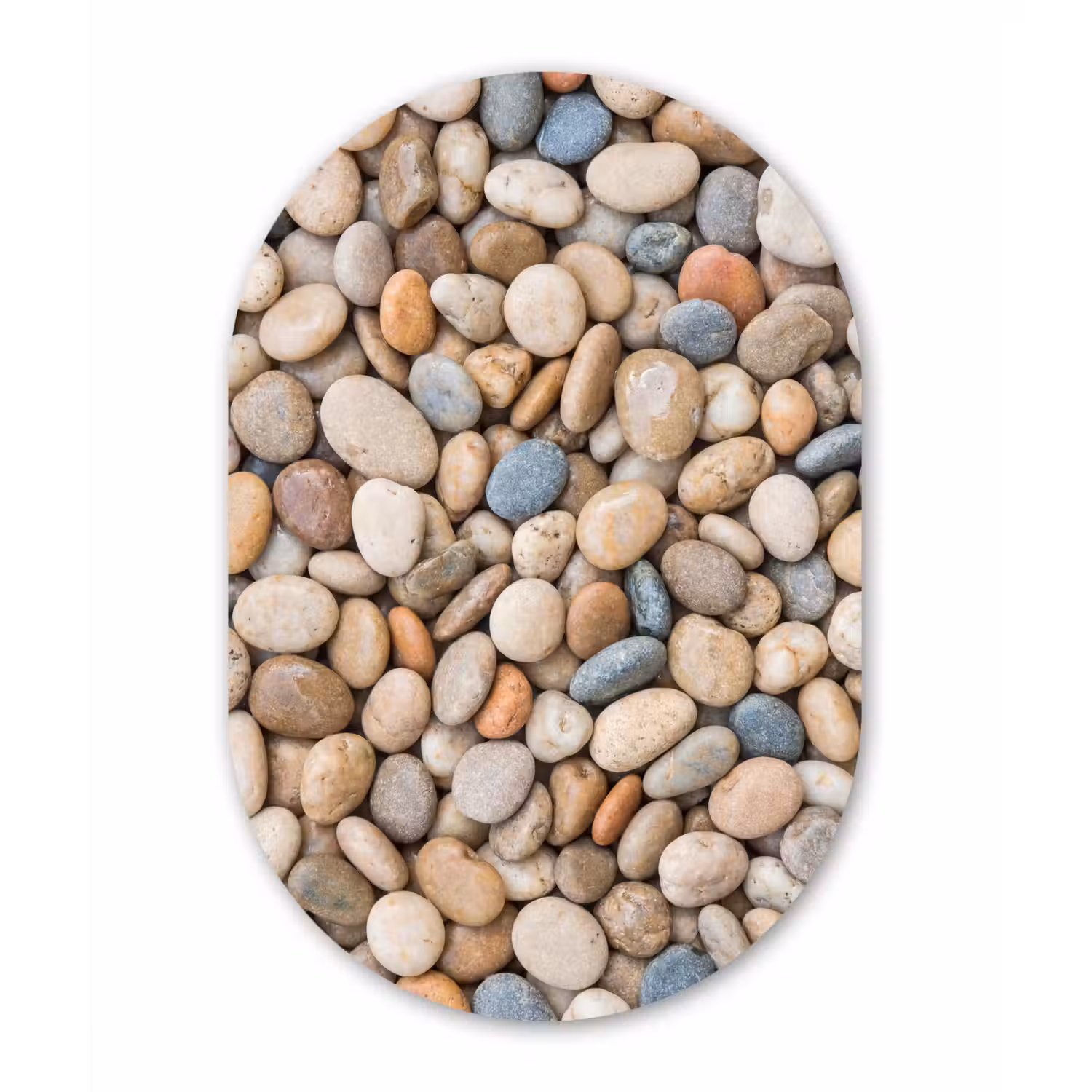 Kiezelstenen - Natuur - Textuur - Beige - Grijs Wandcirkel Ovaal Forex klein -3d
