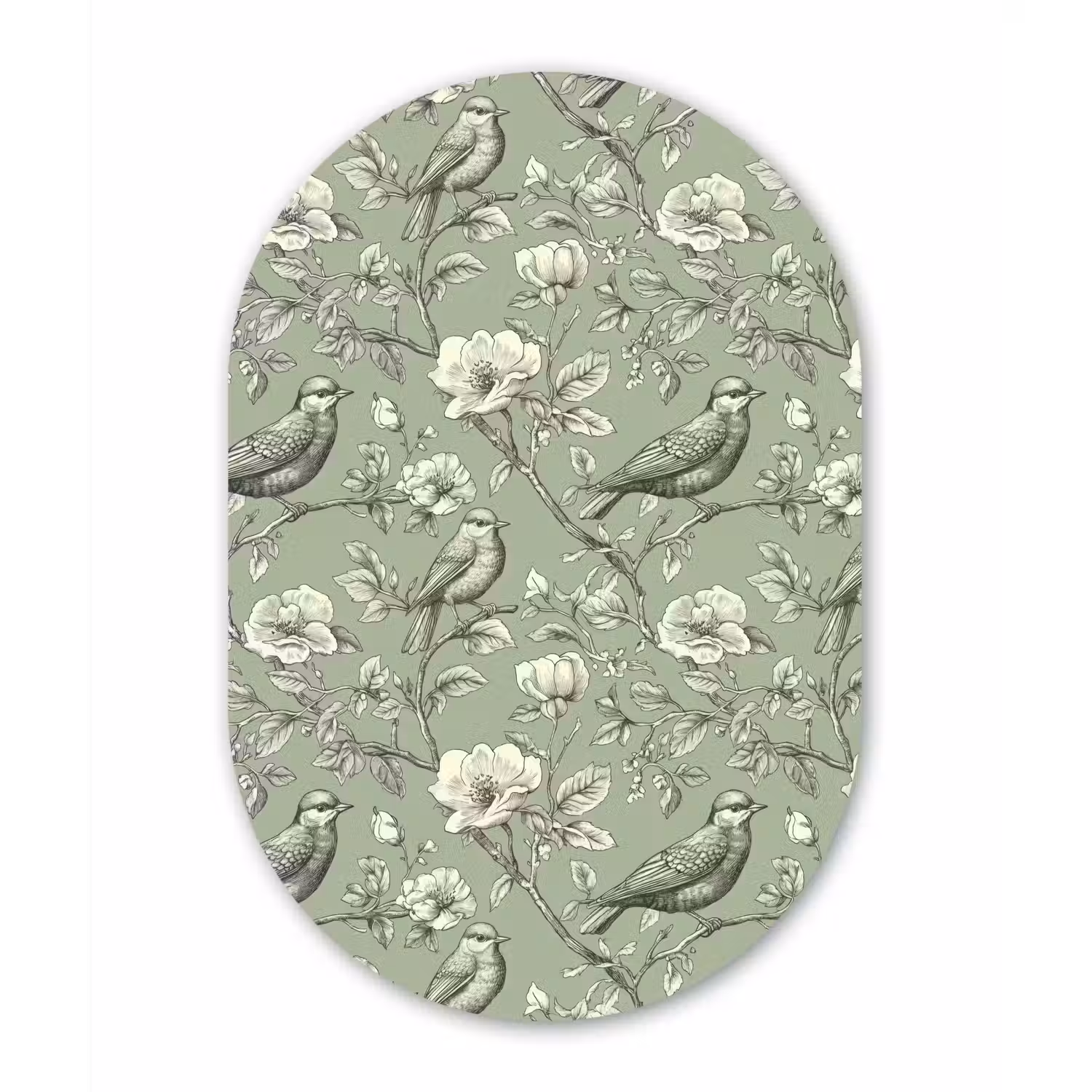 Klassiek - Botanisch - Groen Wandcirkel Ovaal Forex klein 630 -3d