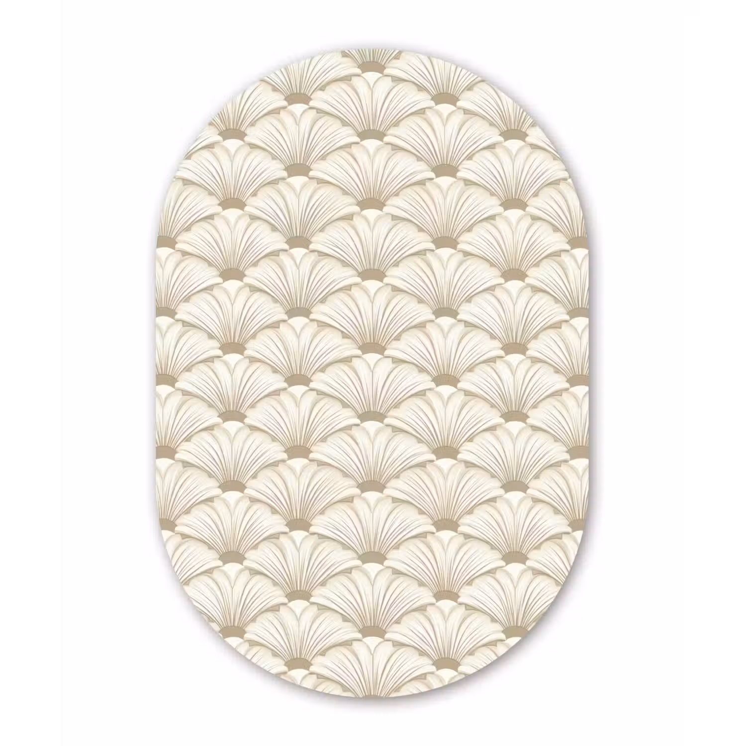 Klassiek - Art - Beige Wandcirkel Ovaal Forex klein 630 -3d