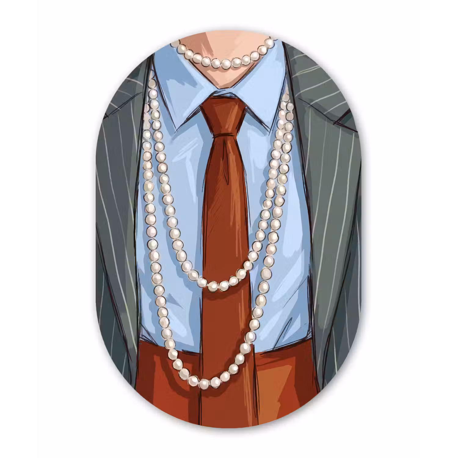 Kleding - Strik - Parels - Klassiek - Mode Wandcirkel Ovaal Forex klein -3d