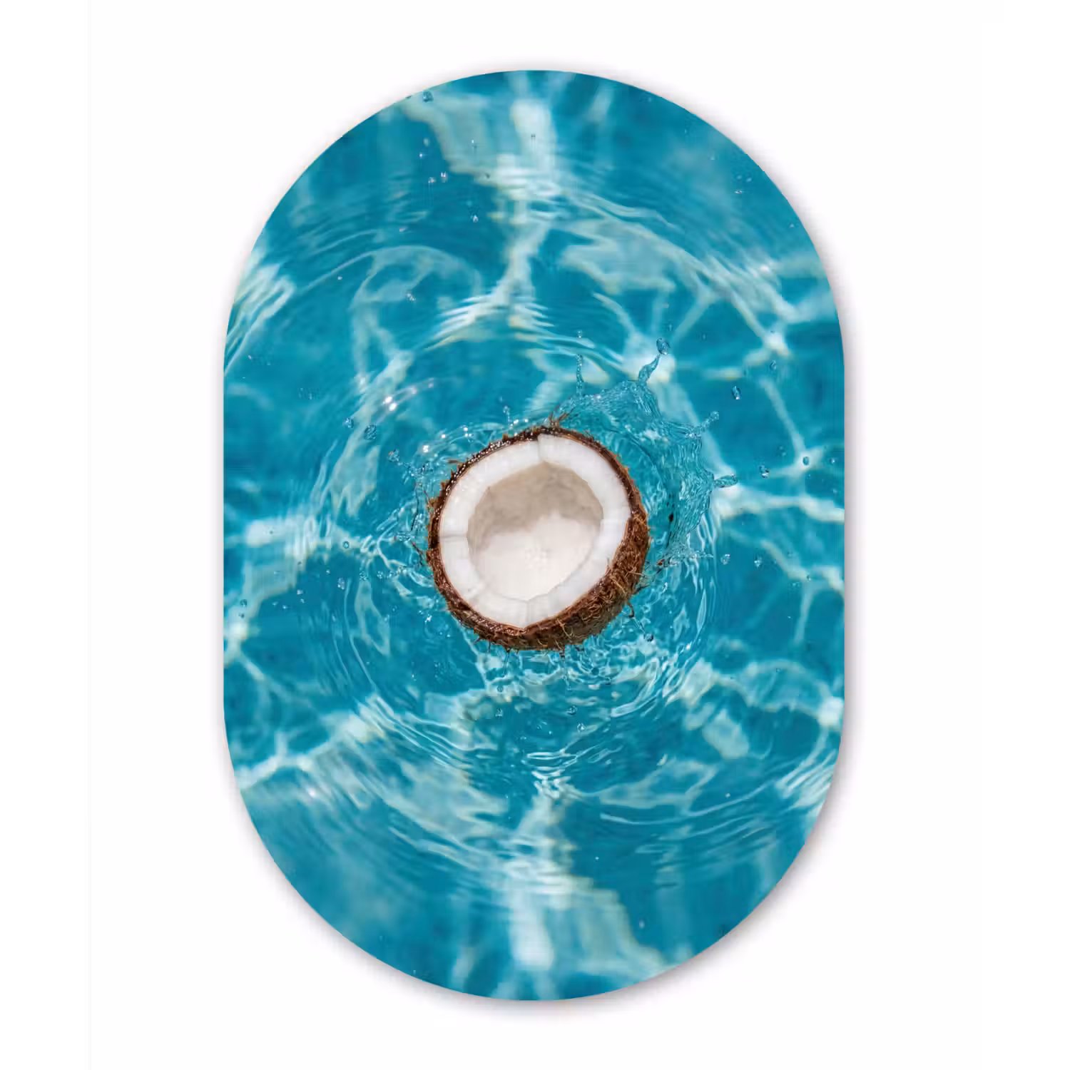 Kokosnoot - Water - Wit Wandcirkel Ovaal Forex klein -3d