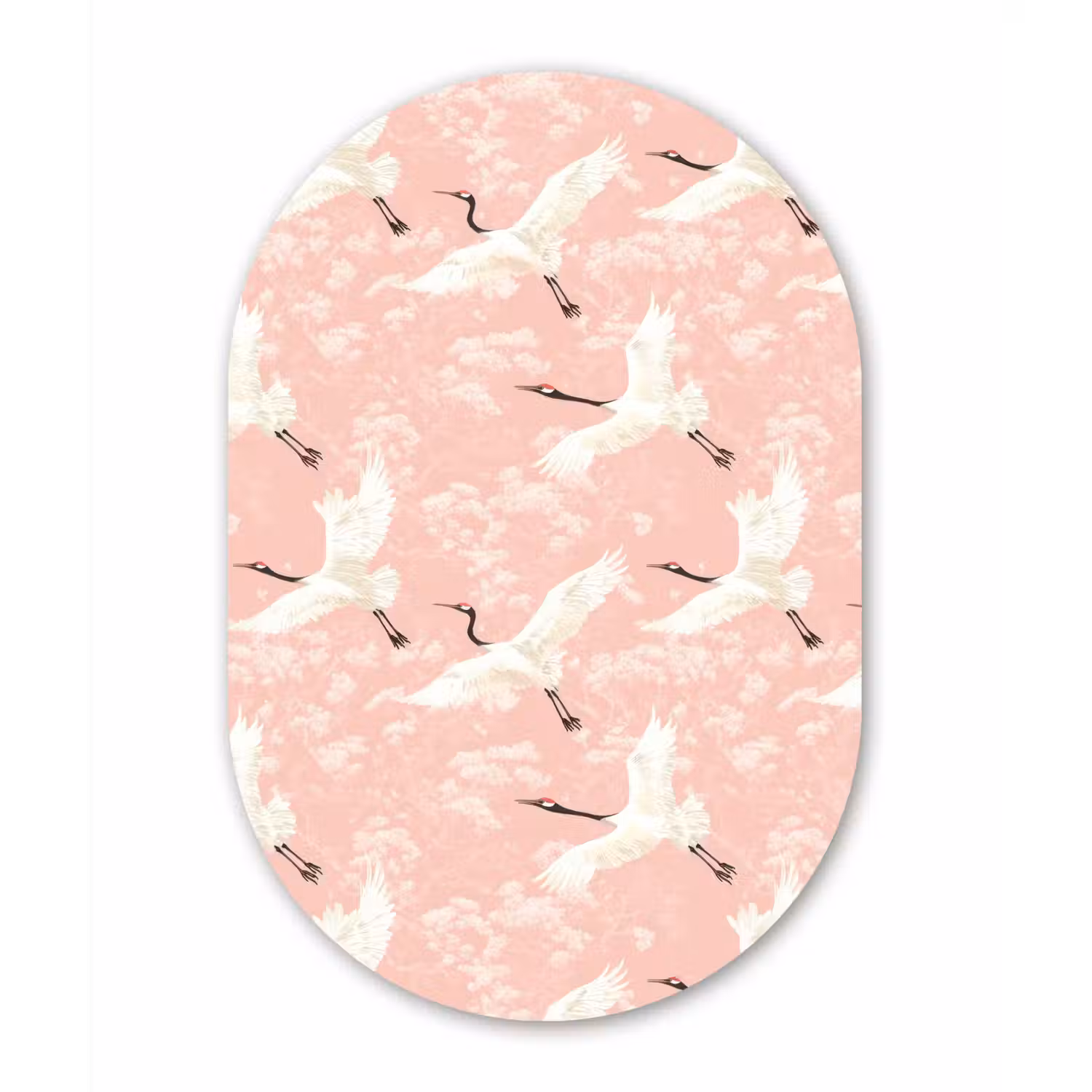 Kraanvogels - Bloesem - Roze Wandcirkel Ovaal Forex klein 630 -3d