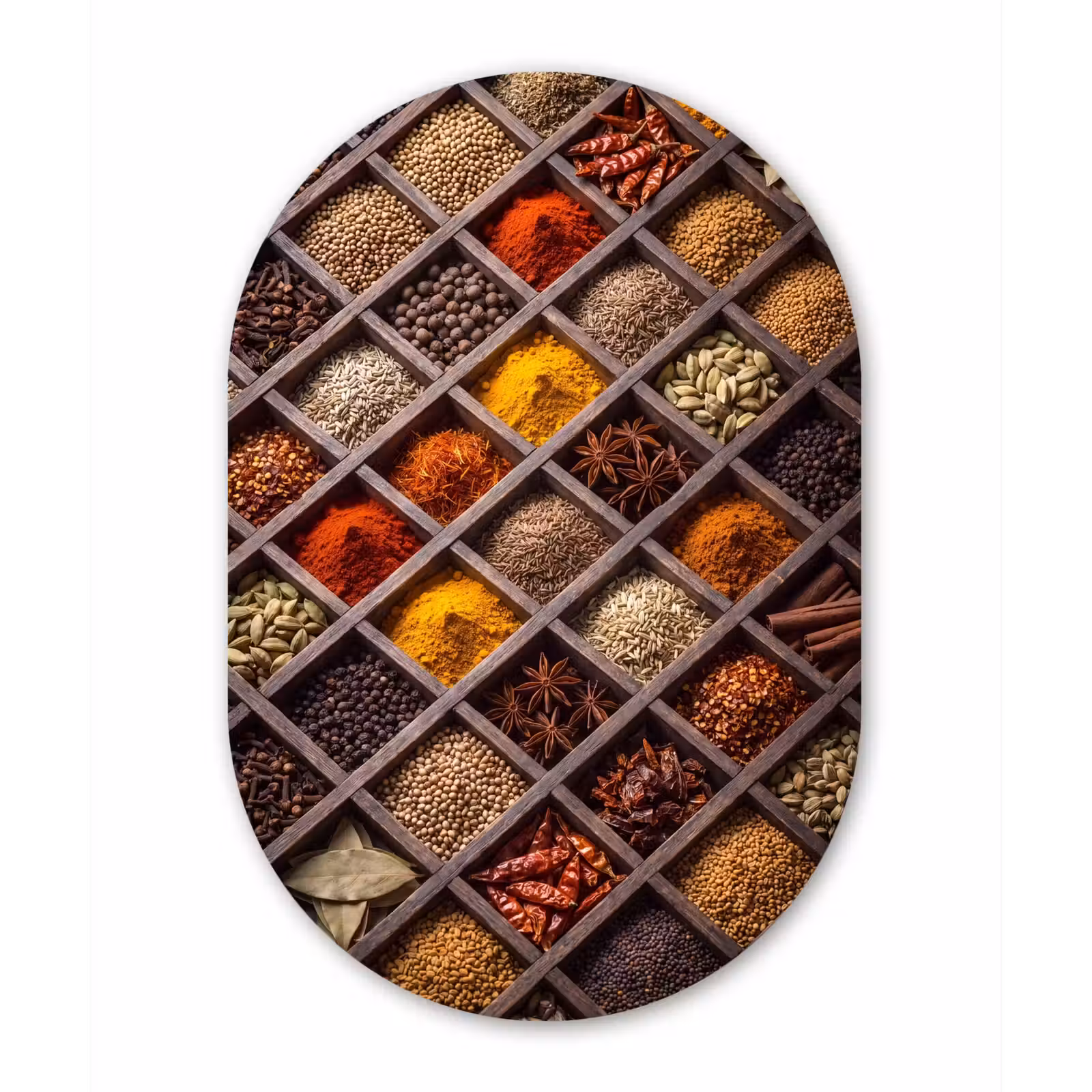 Forexbild Oval - Kräuter – Holz – Essen - Kruiden - Houten - Eten Wandcirkel Ovaal Forex klein
