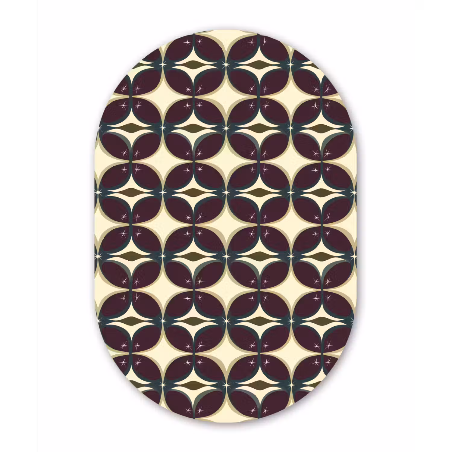Cirkel - Retro - Kleurrijk Wandcirkel Ovaal Forex klein 630 -3d