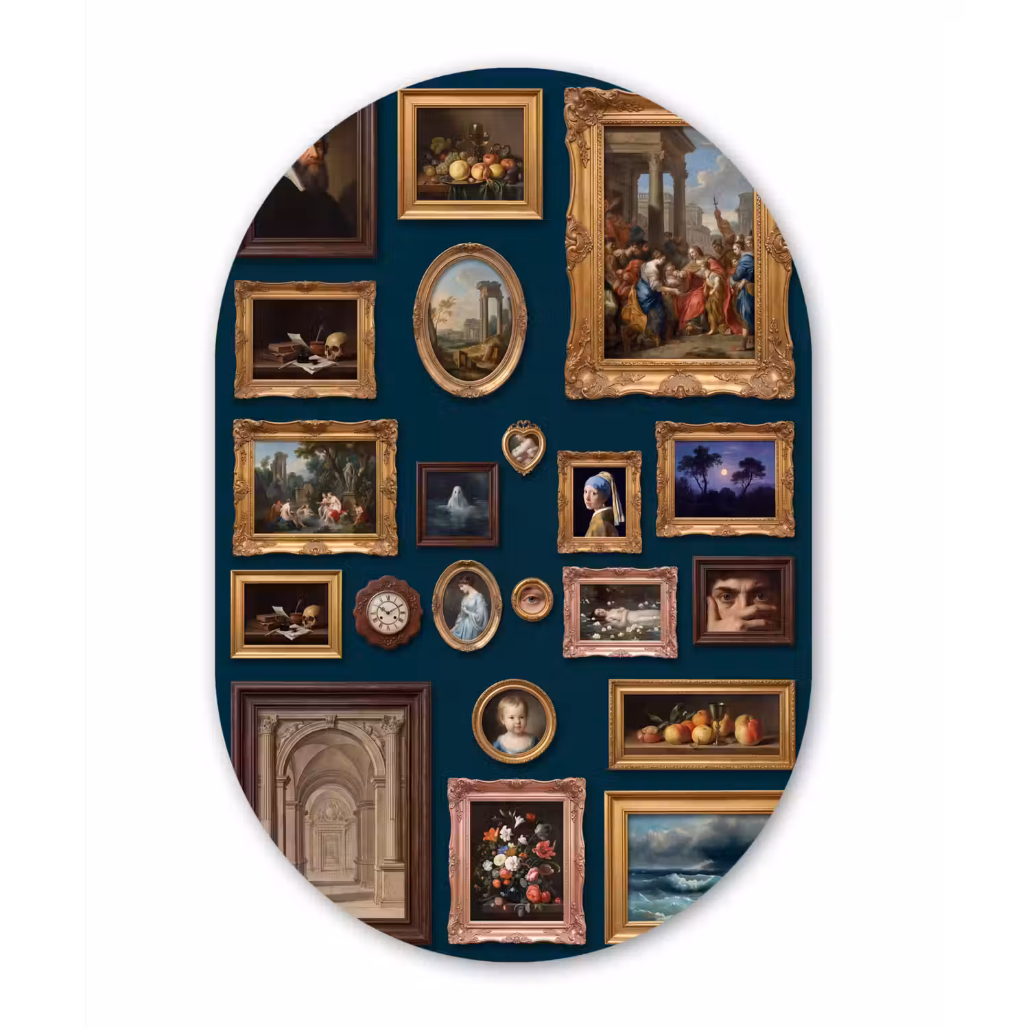 Kunst - Schilderijen - Decoratie - Klassiek - Groen Wandcirkel Ovaal Forex klein -3d