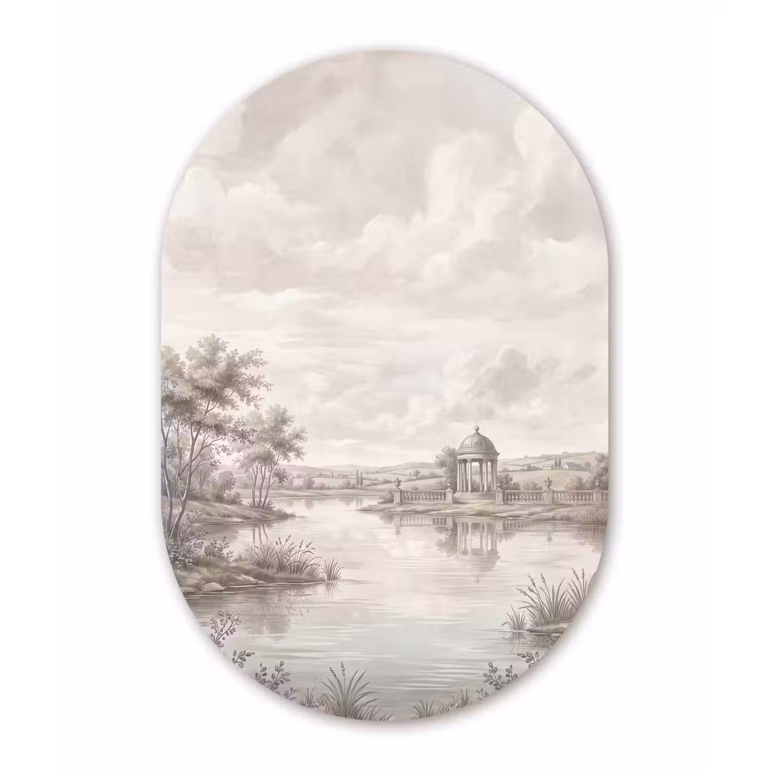 Landschap - Water - Natuur - Sepia Wandcirkel Ovaal Forex klein -3d