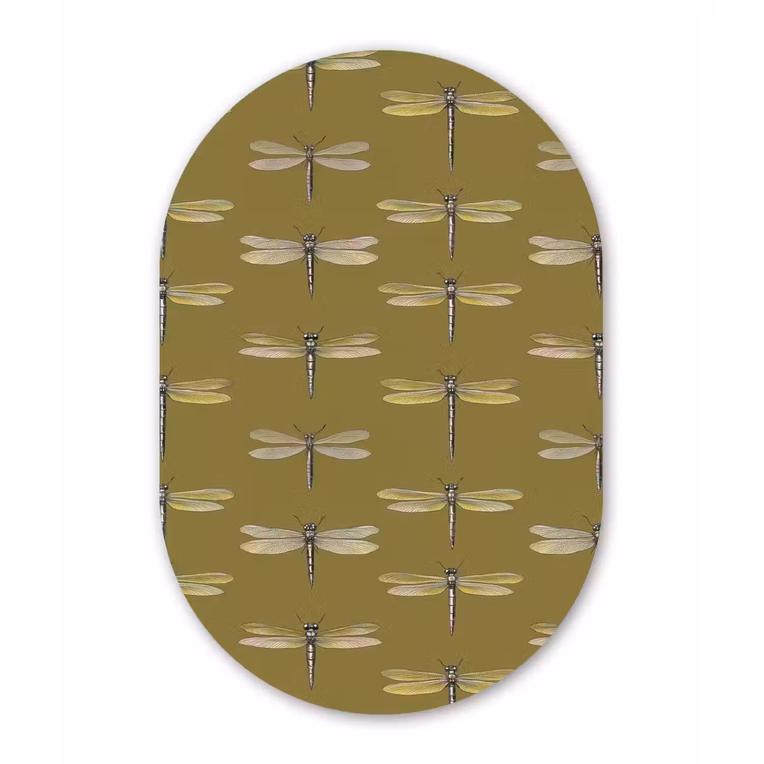 Libellen - Patroon - Groen Wandcirkel Ovaal Forex klein 630 -3d