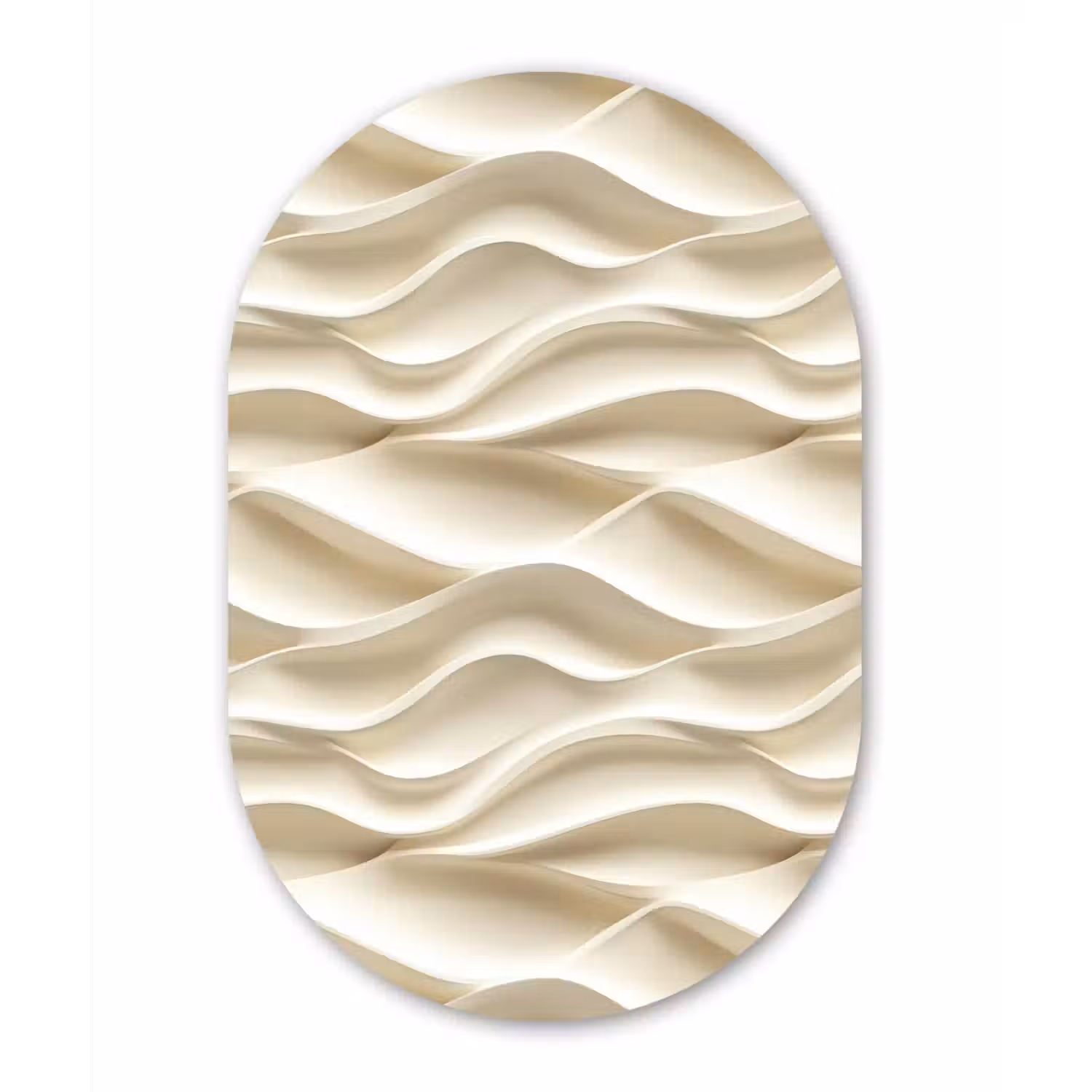 Lijnen - Golvend - Crème Wandcirkel Ovaal Forex klein 630 -3d