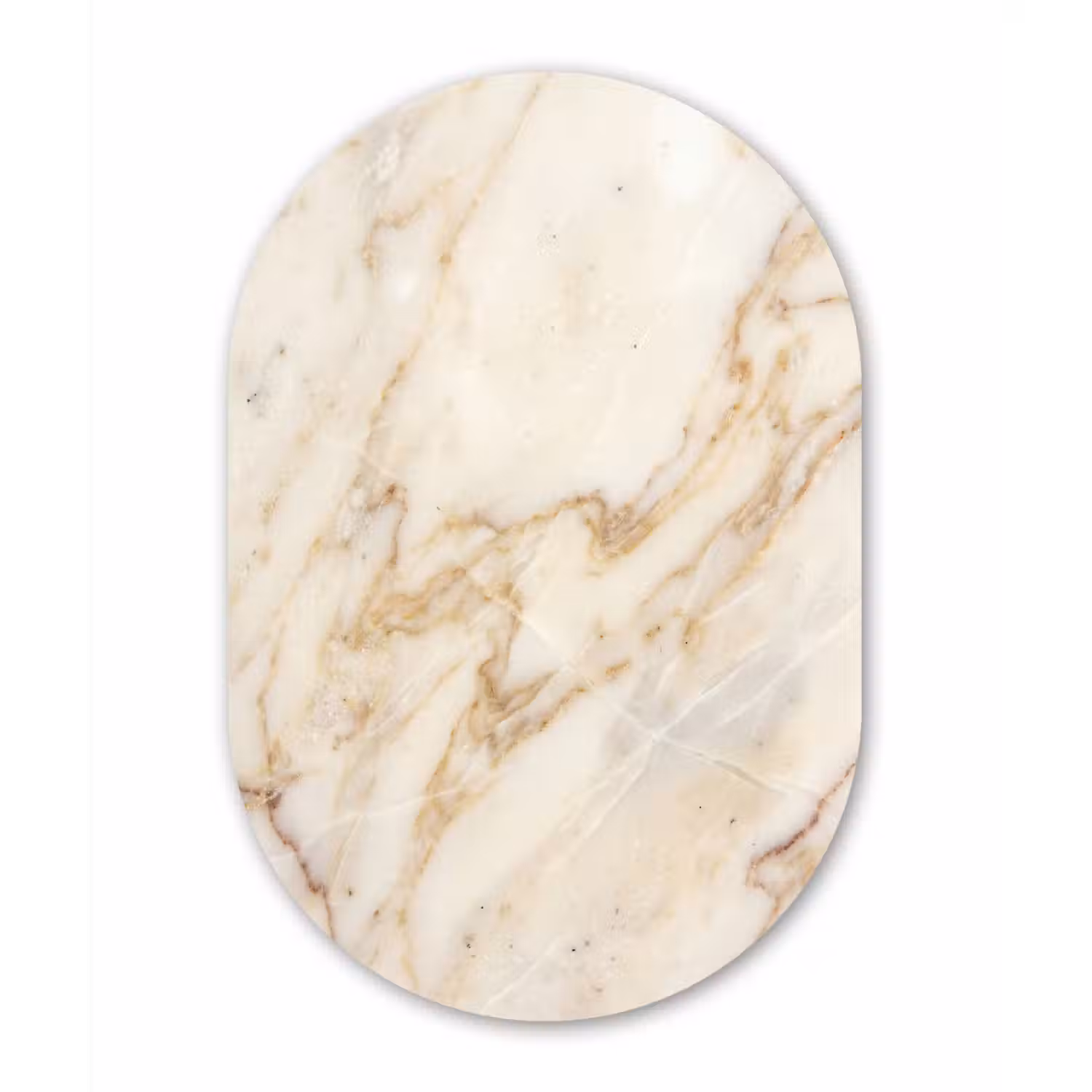Marmer - Ader - Abstract - Wit - Goud Wandcirkel Ovaal Forex klein -3d