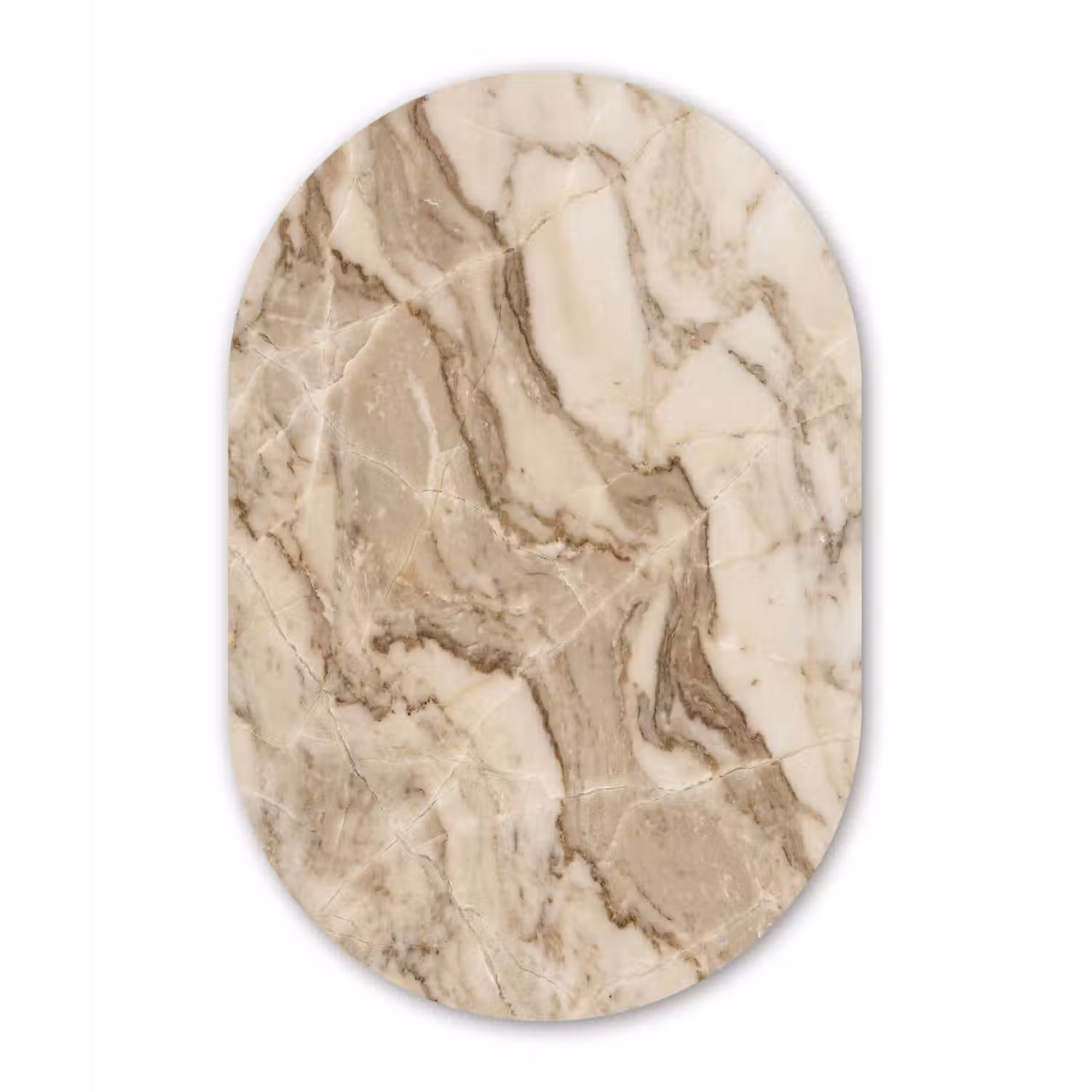 Marmer - Aderen - Textuur - Beige - Modern Wandcirkel Ovaal Forex klein -3d