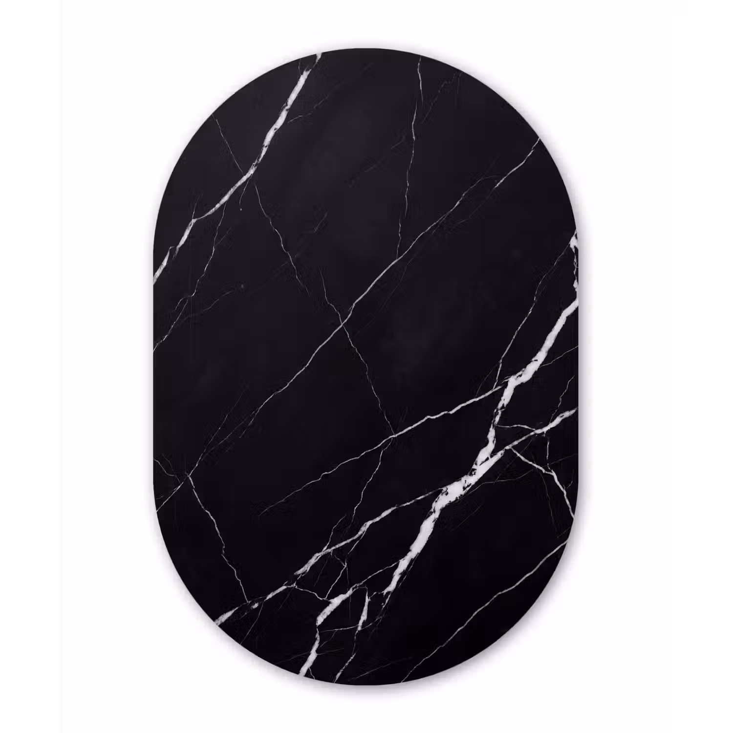 Marmer - Patroon - Abstract - Modern - Zwart Wandcirkel Ovaal Forex klein -3d