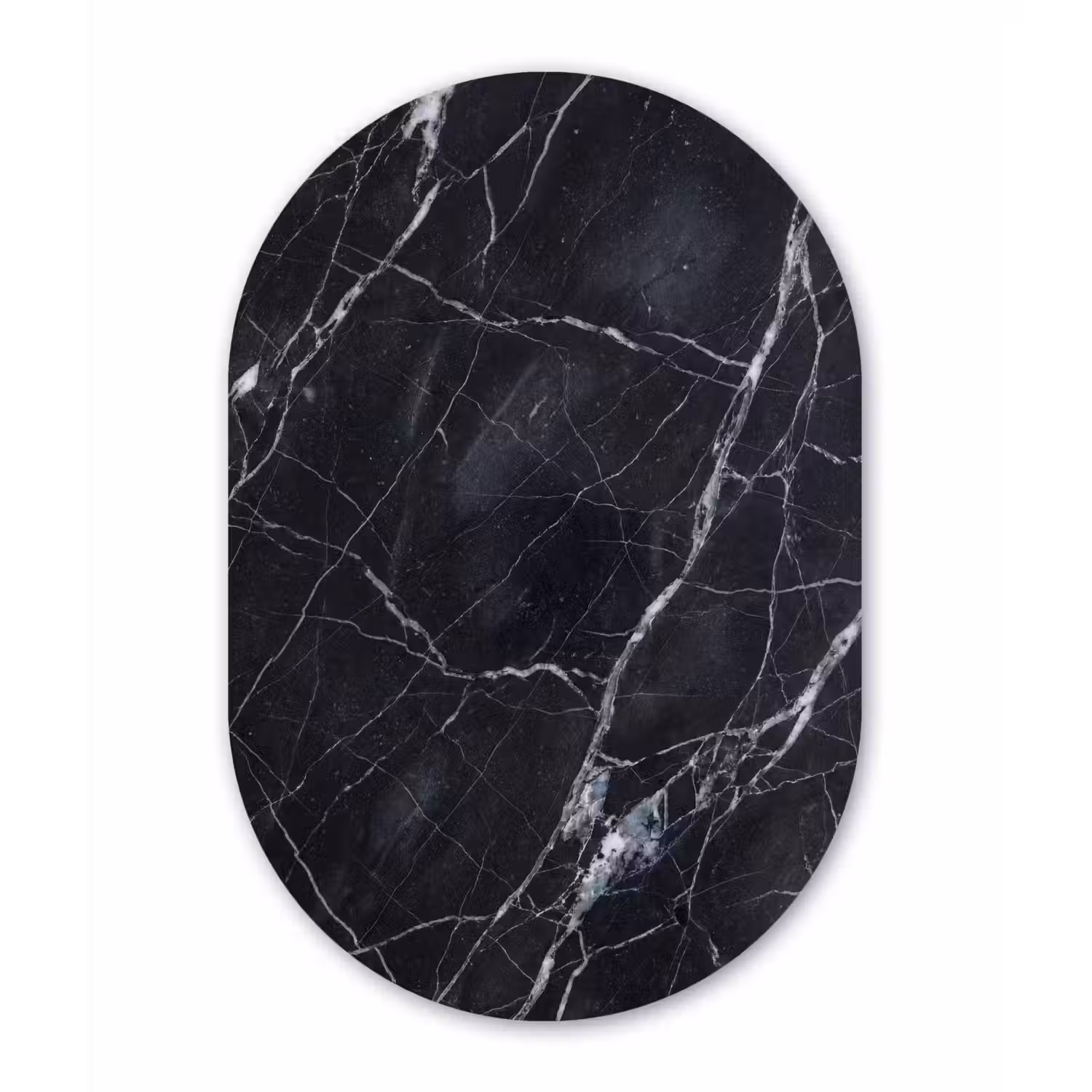 Marmer - Patroon - Modern - Zwart - Wit Wandcirkel Ovaal Forex klein -3d