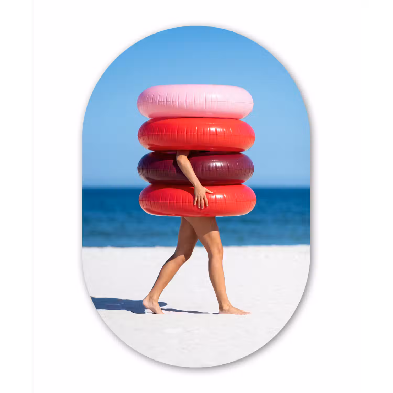Mensen - Strand - Zomer - Recreatie - Kleurrijk Wandcirkel Ovaal Forex klein -3d