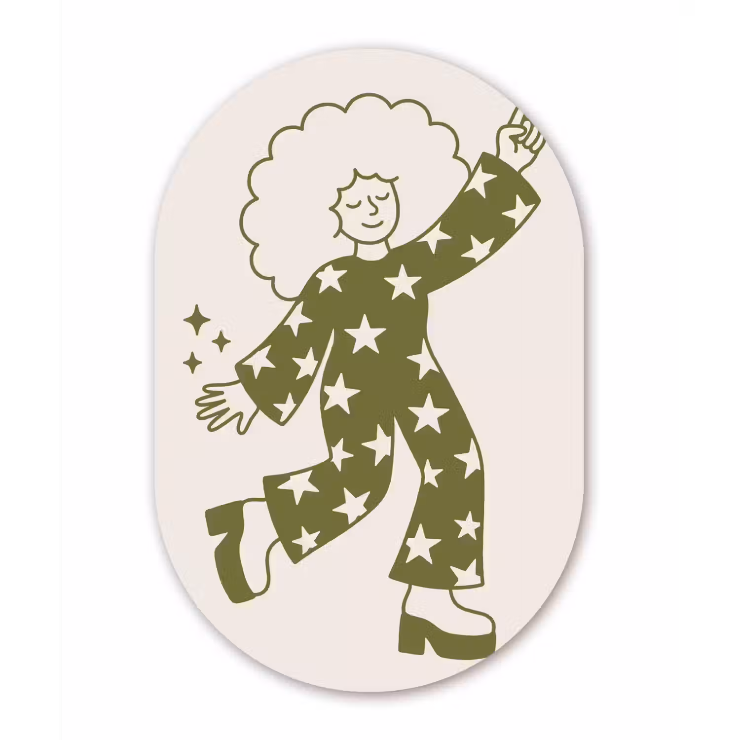 Mensen - Dansend - Feest - Vintage - Groen Wandcirkel Ovaal Forex klein -3d