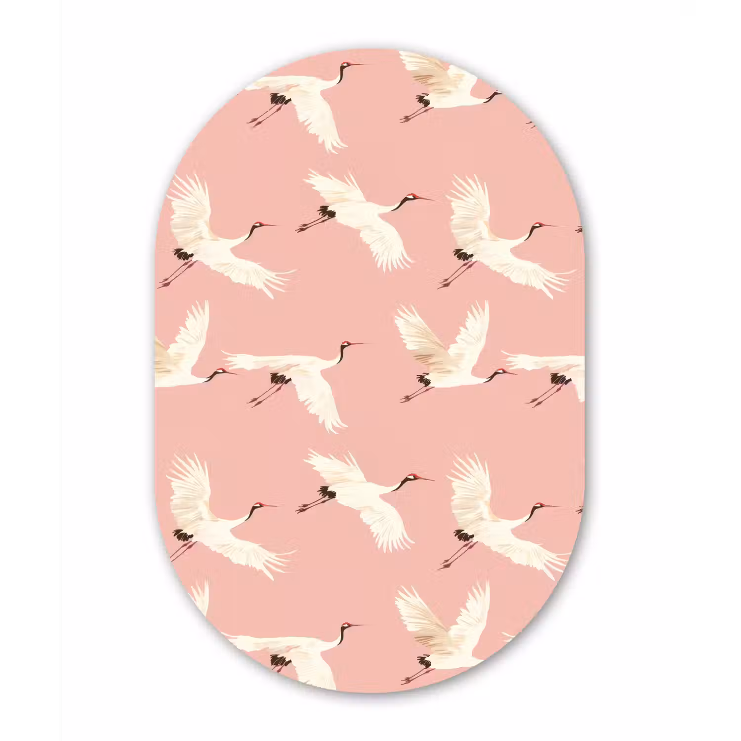 Modern - Kraanvogels - Roze Wandcirkel Ovaal Forex klein 630 -3d