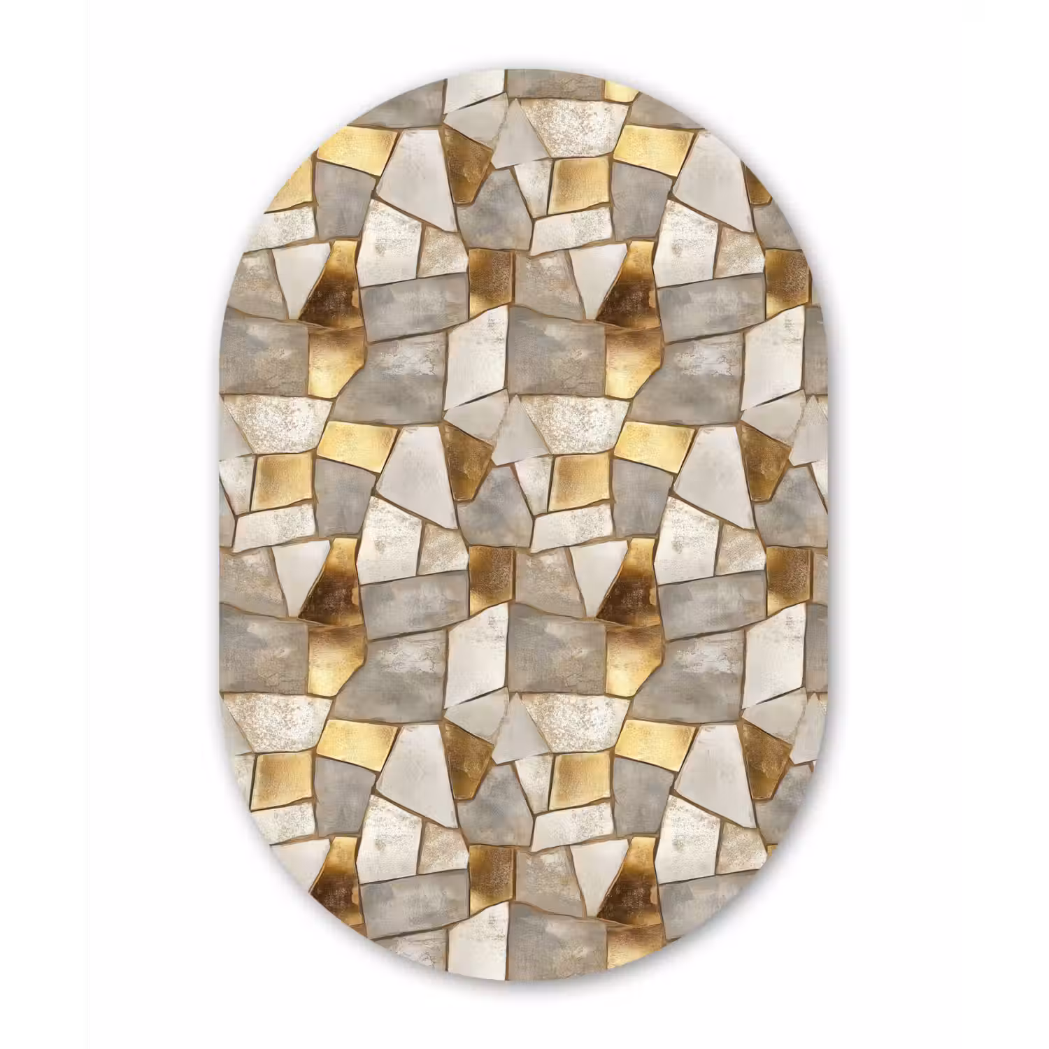 Mozaïek - Marmer - Goud Wandcirkel Ovaal Forex klein 630 -3d