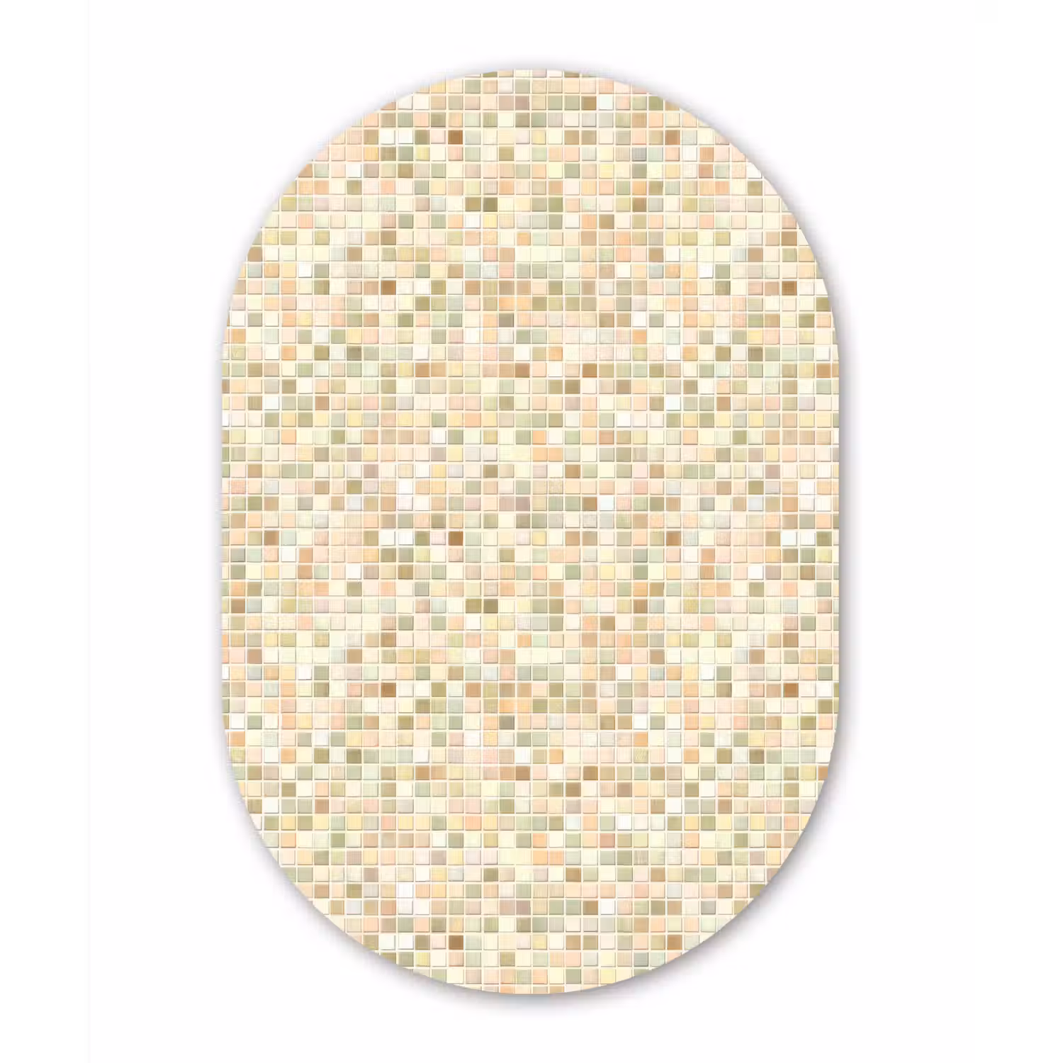 Mozaïek - Patroon - Beige Wandcirkel Ovaal Forex klein 630 -3d