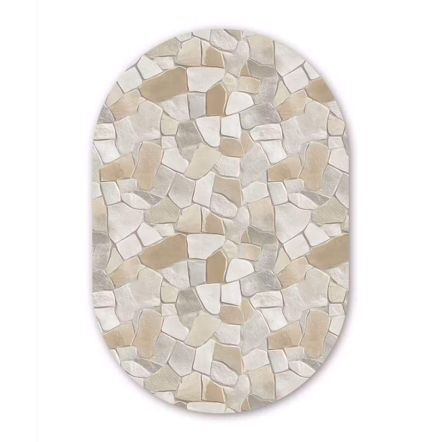 Mozaïek - Stenen - Beige Wandcirkel Ovaal Forex klein 630 -3d