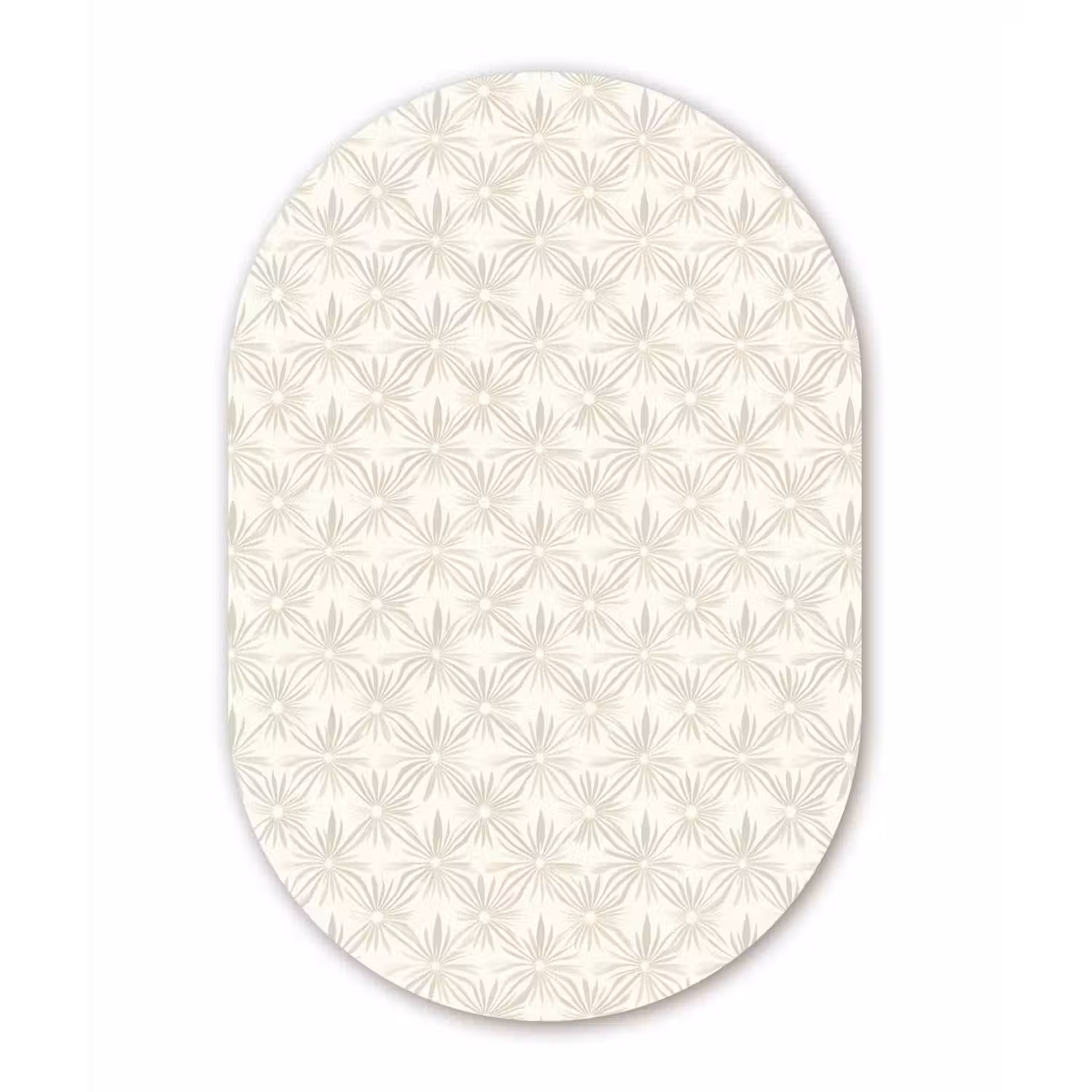 Patroon - Bloemen - Beige Wandcirkel Ovaal Forex klein 630 -3d