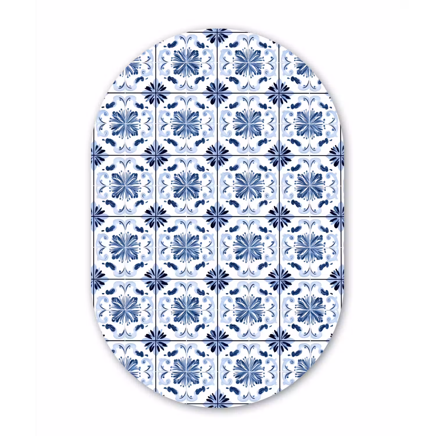 Patroon - Tegel - Blauw Wandcirkel Ovaal Forex klein 630 -3d