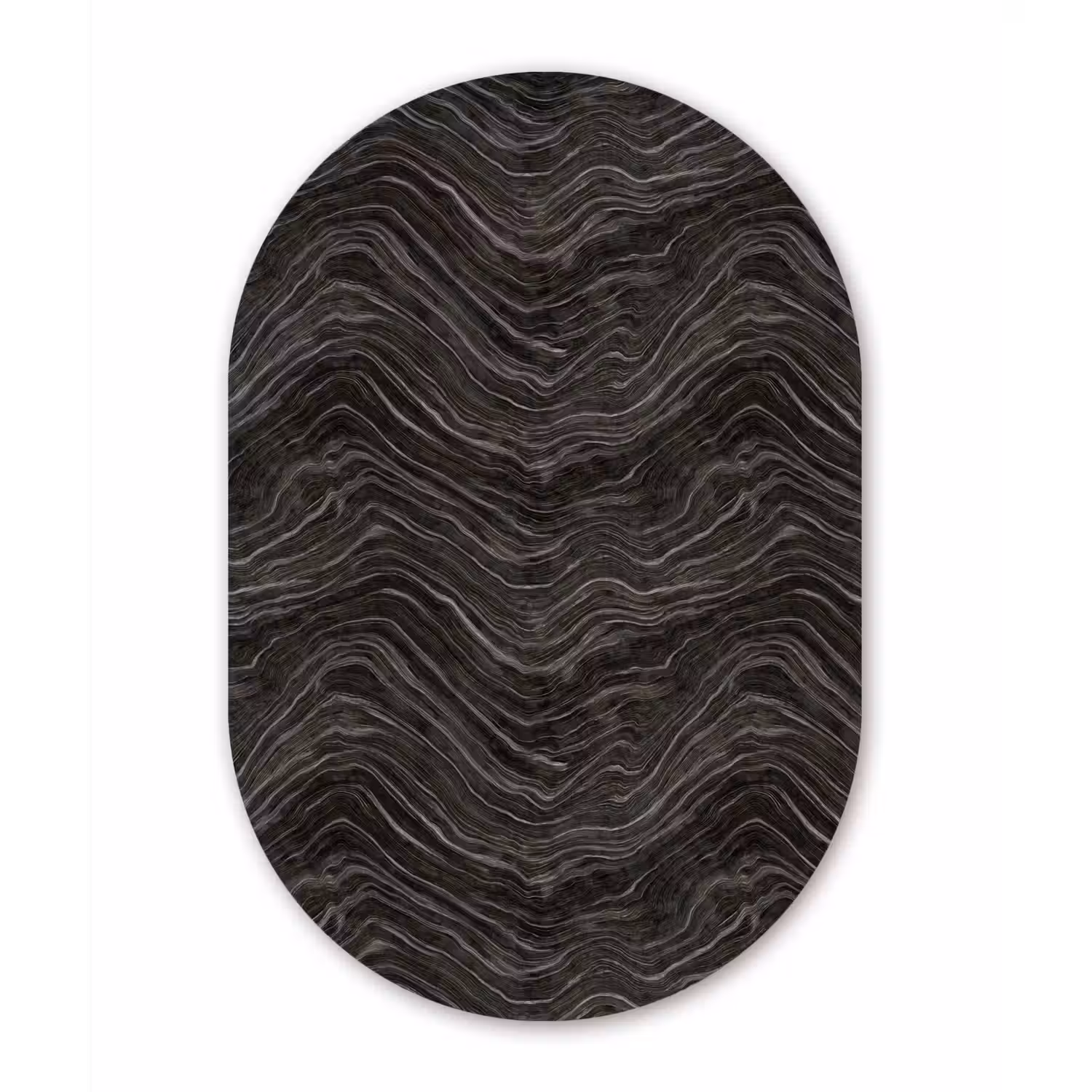 Patroon - Contrast - Antraciet Wandcirkel Ovaal Forex klein 630 -3d