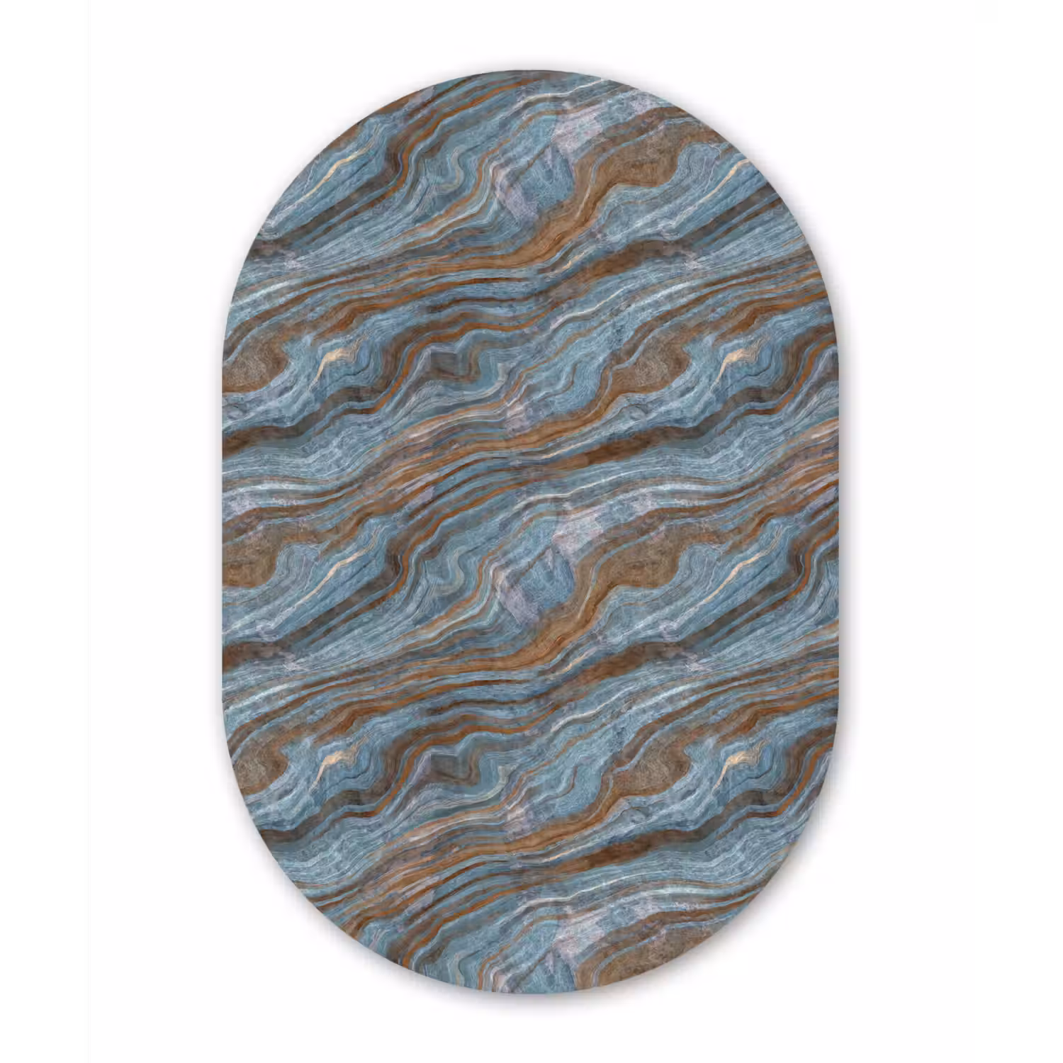 Patroon - Steen - Blauw Wandcirkel Ovaal Forex klein 630 -3d
