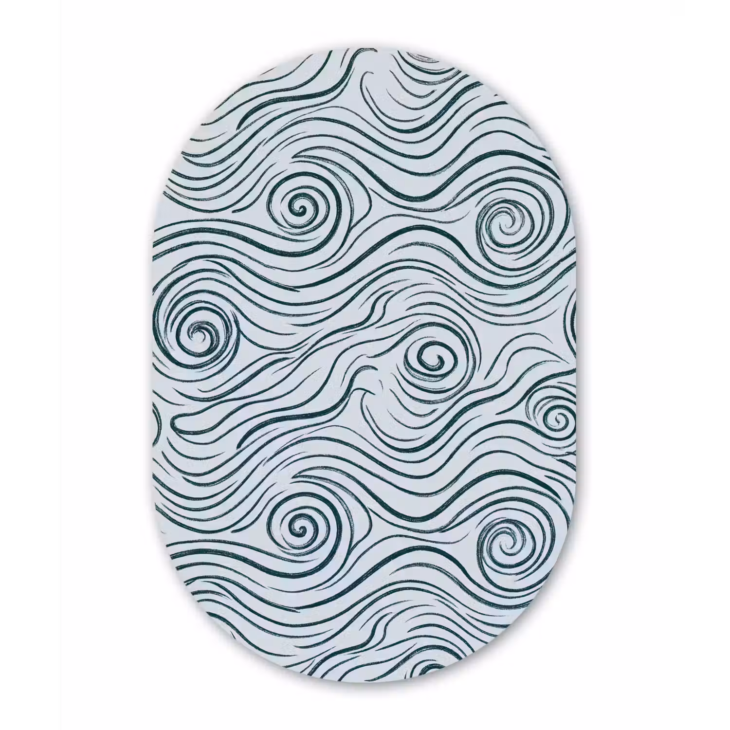Patroon - Golven - Abstract - Modern - Blauw Wandcirkel Ovaal Forex klein -3d