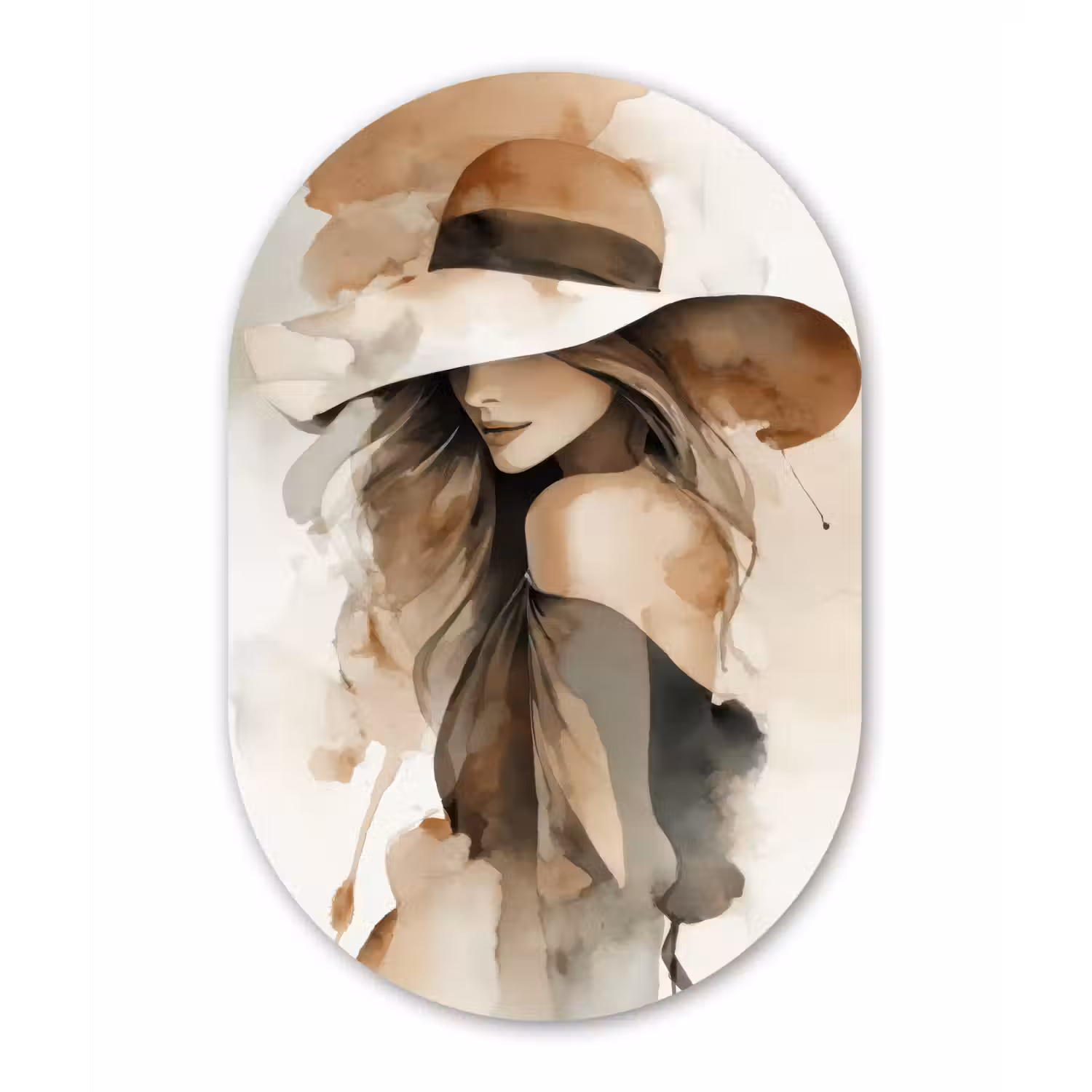 Mysterieus - Vrouw - Sepia Wandcirkel Ovaal Forex klein -3d