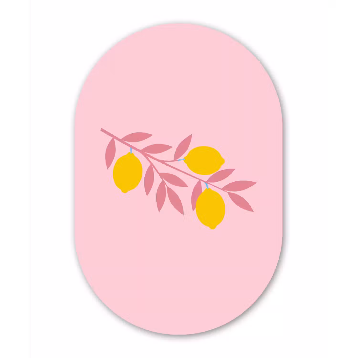 Fruit - Tak - Natuur - Abstract - Roze Wandcirkel Ovaal Forex klein -3d