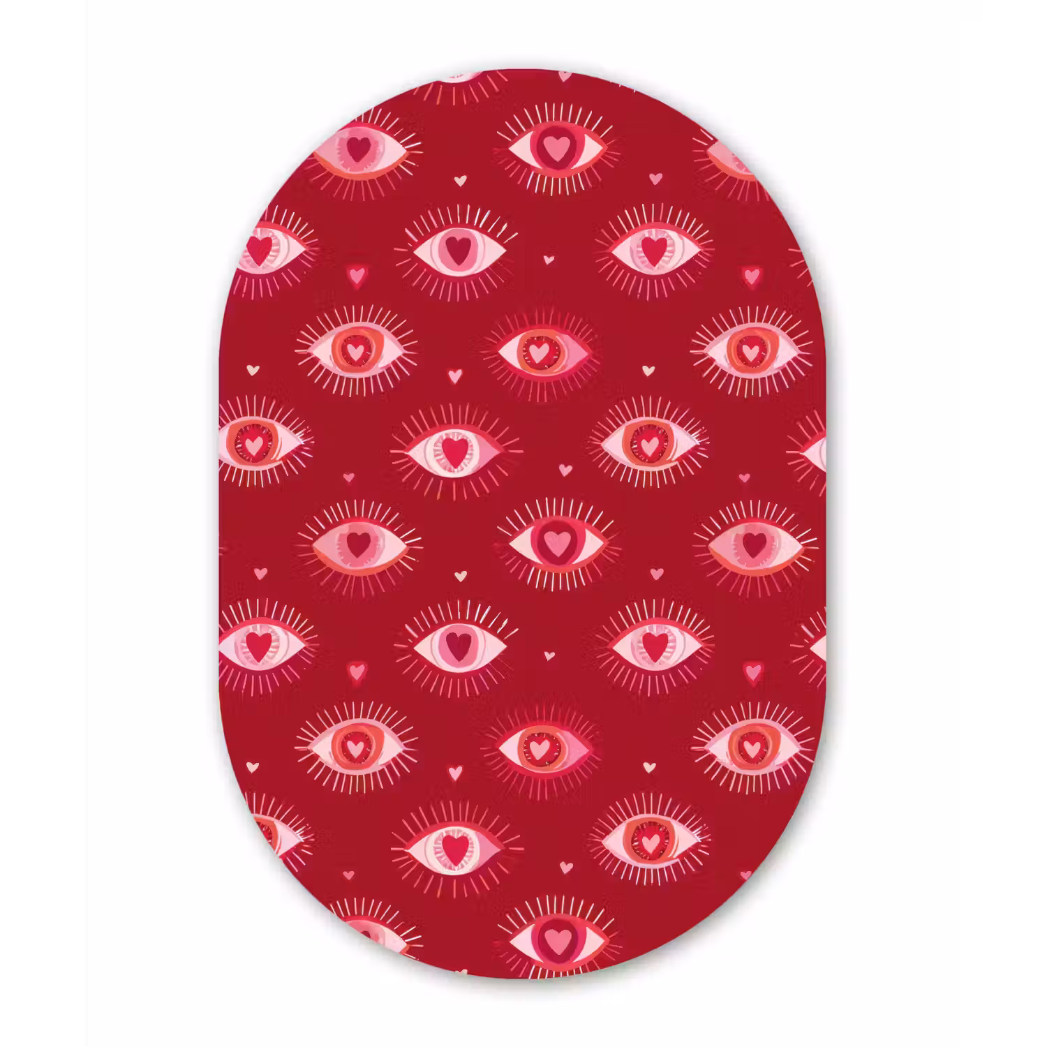 Ogen - Patroon - Roze - Donkerrood Wandcirkel Ovaal Forex klein 630 -3d