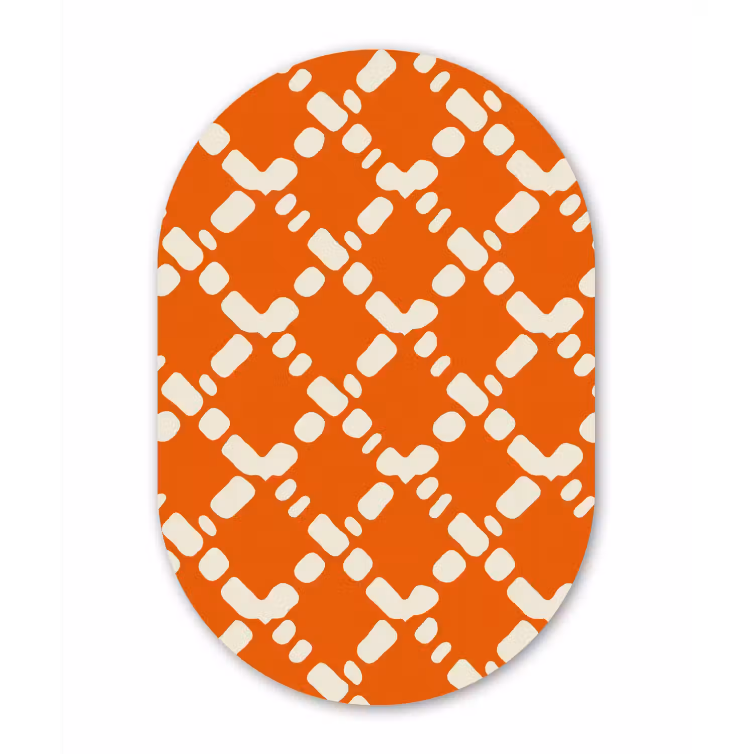 Oranje - Ruitpatroon - Wit Wandcirkel Ovaal Forex klein 630 -3d