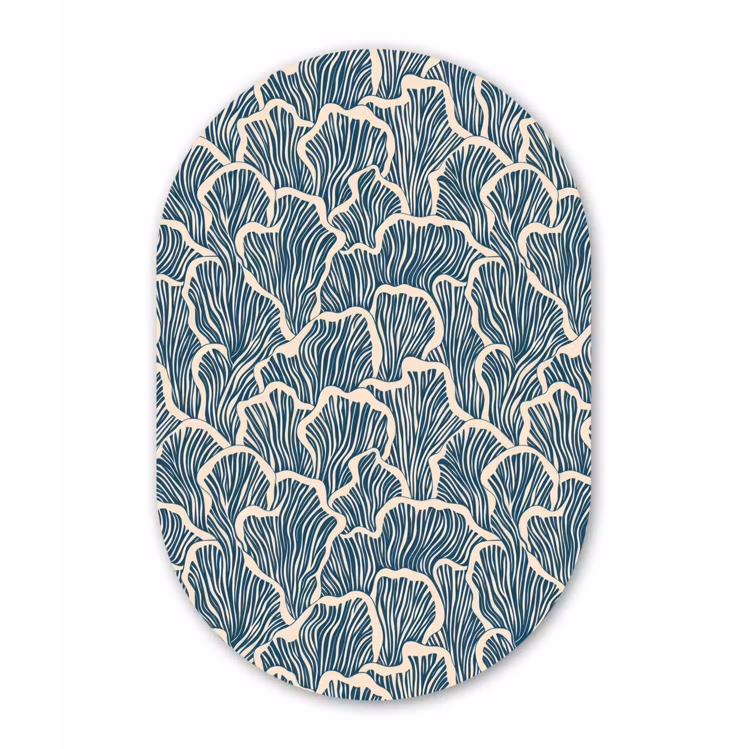 Organisch - Blauw - Crème - Schelpen Wandcirkel Ovaal Forex klein 630 -3d