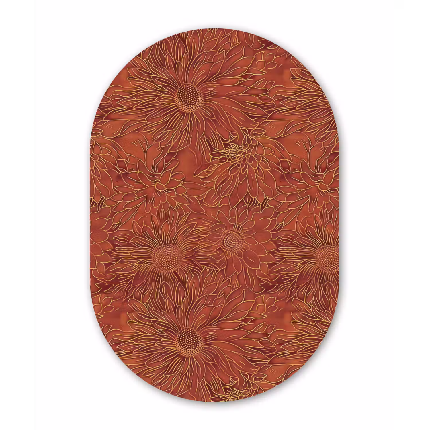 Oosters - Bloemen - Terracotta Wandcirkel Ovaal Forex klein 630 -3d