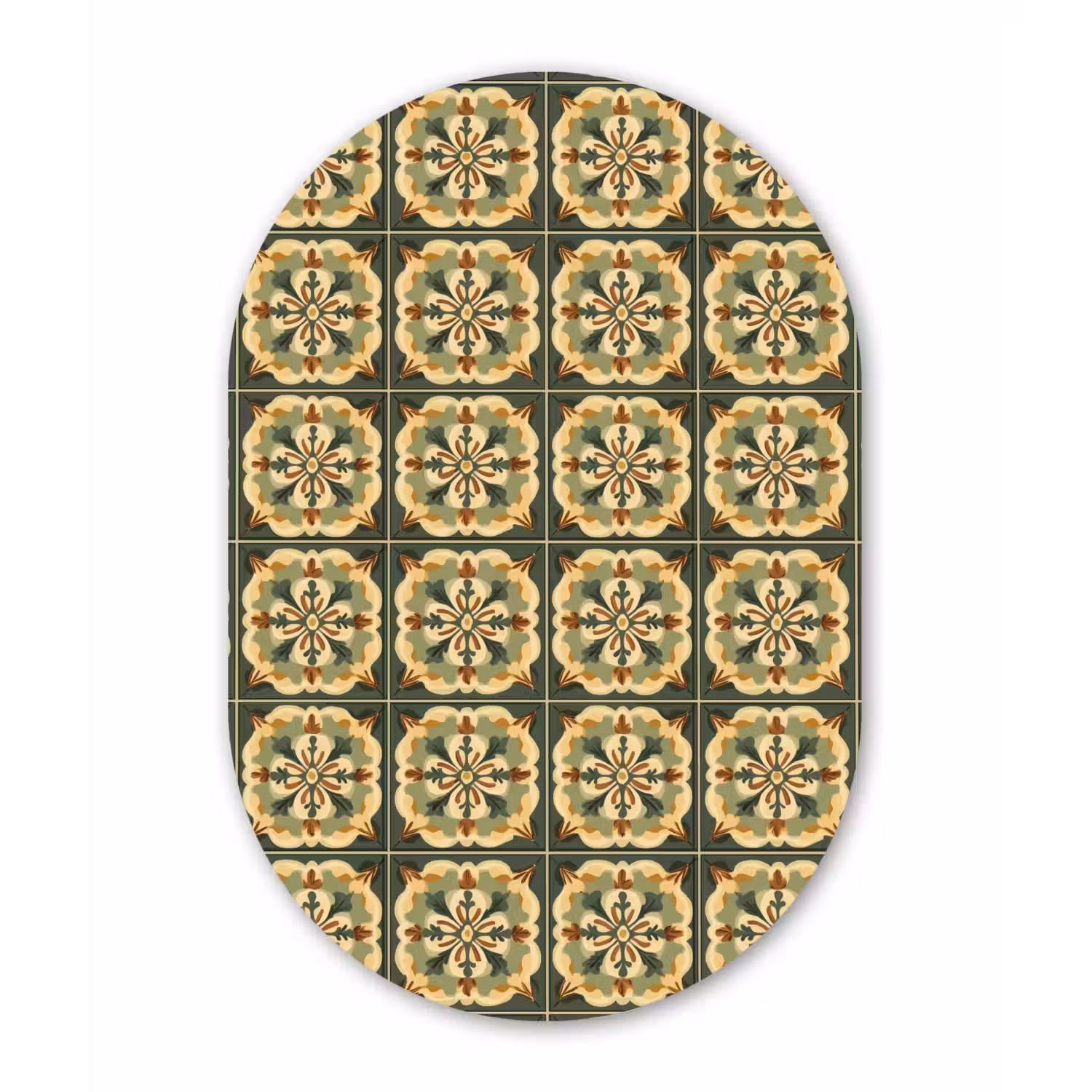 Ornament - Patroon - Groen Wandcirkel Ovaal Forex klein 630 -3d