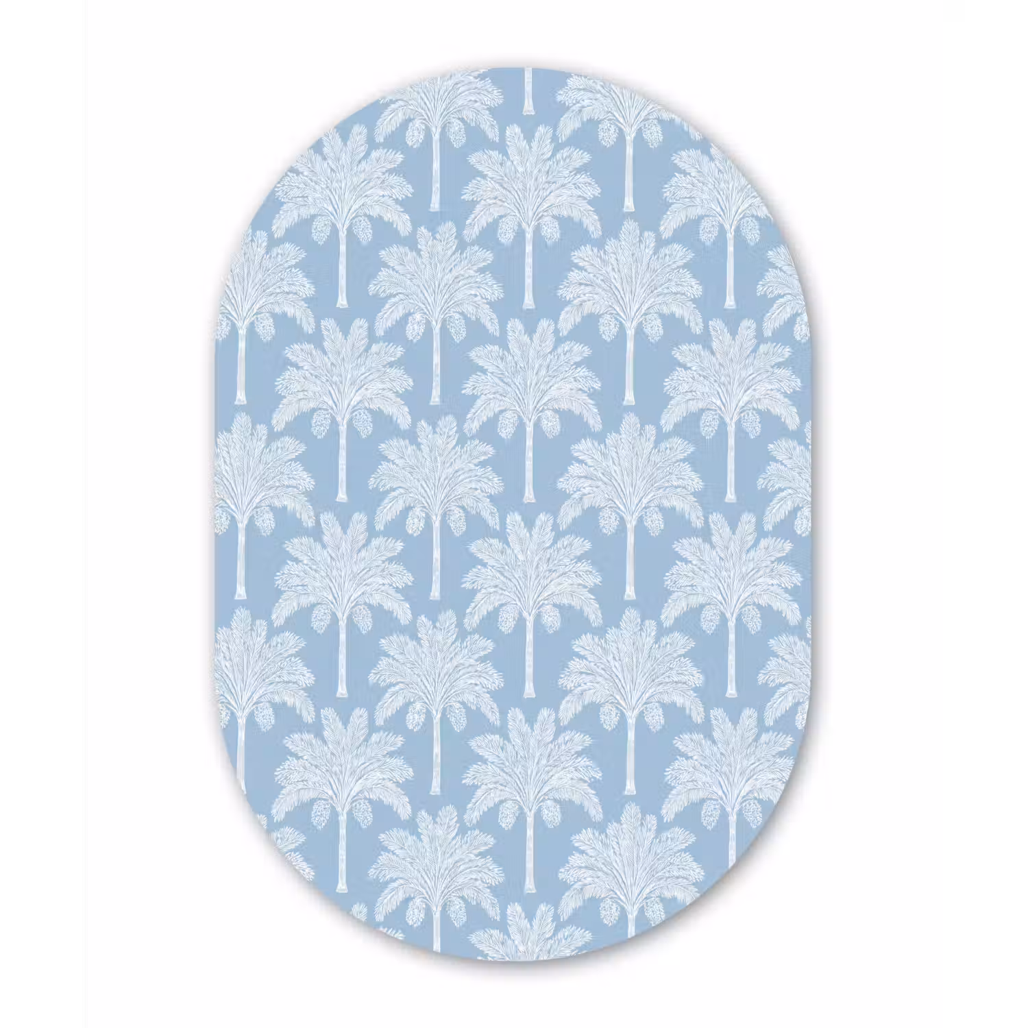 Palmboom - Modern - Blauw Wandcirkel Ovaal Forex klein 630 -3d