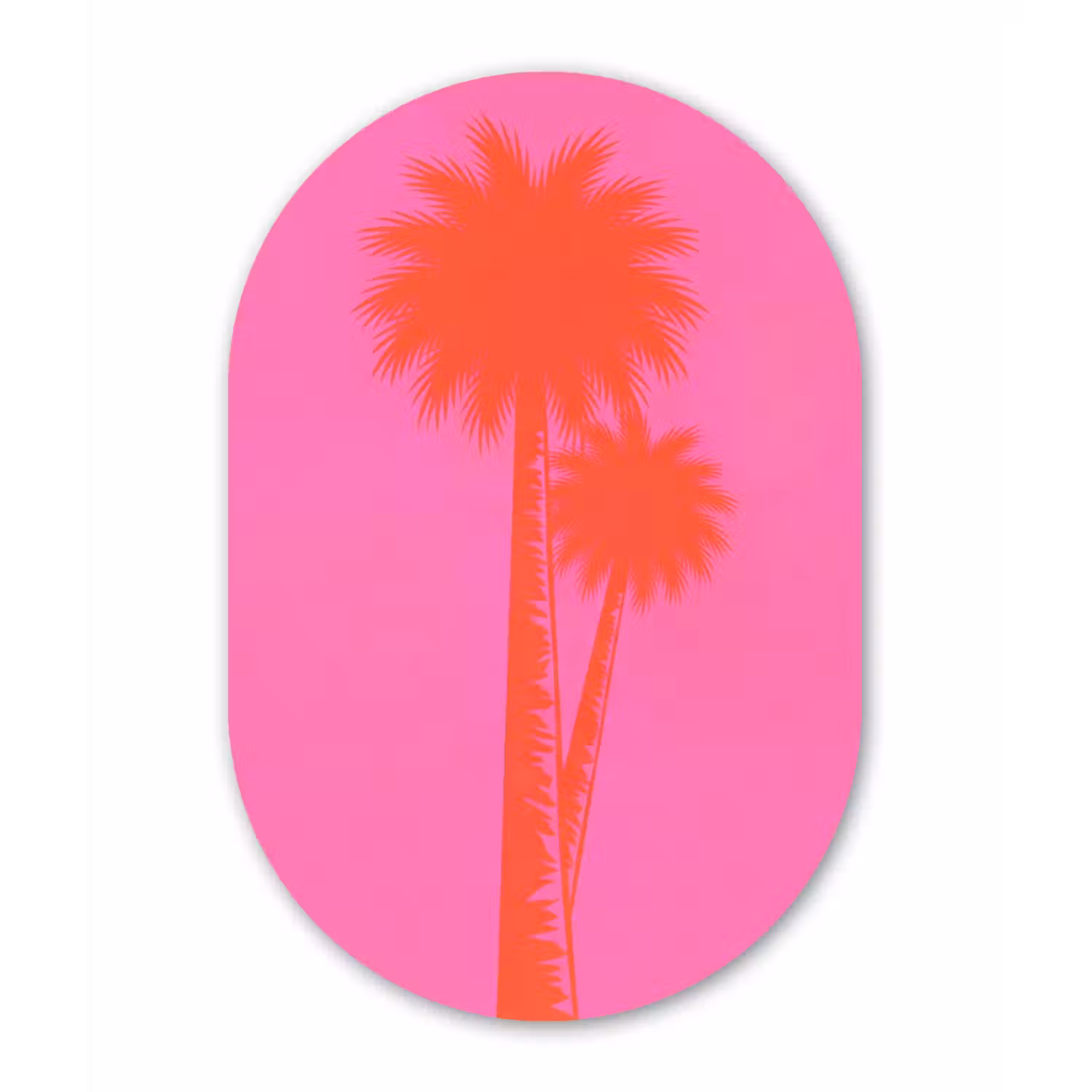 Palmbomen - Modern - Roze Wandcirkel Ovaal Forex klein -3d