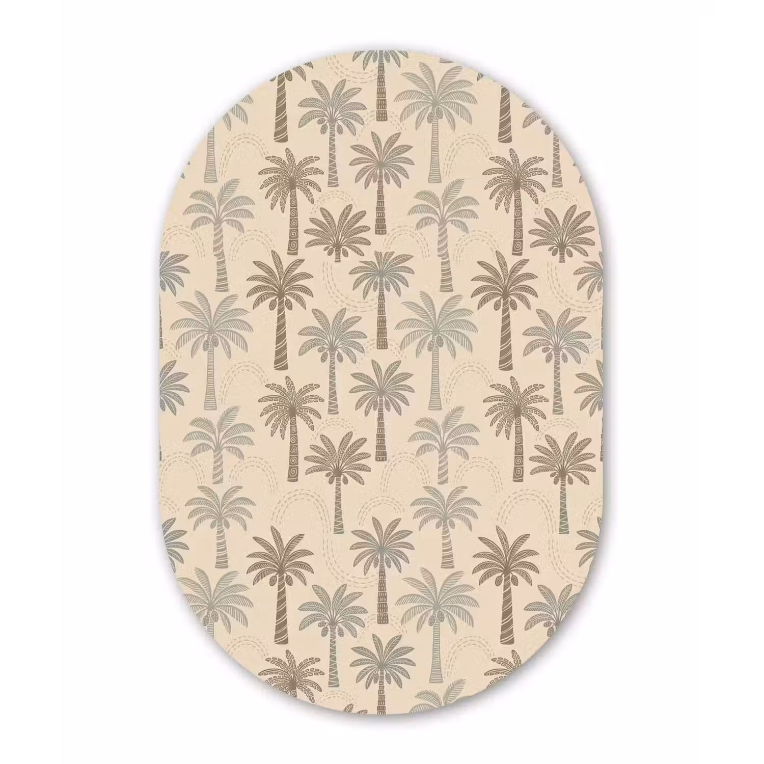 Palmbomen - Patroon - Tropisch - Beige Wandcirkel Ovaal Forex klein -3d