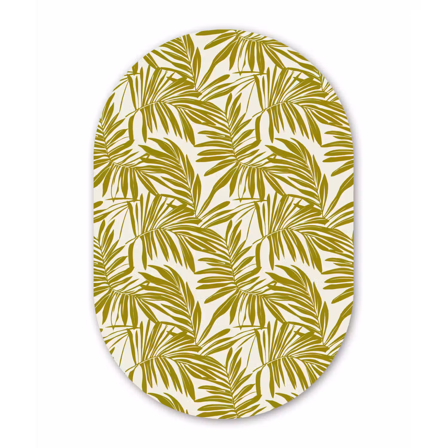 Palmblad - Patroon - Groen Wandcirkel Ovaal Forex klein 630 -3d