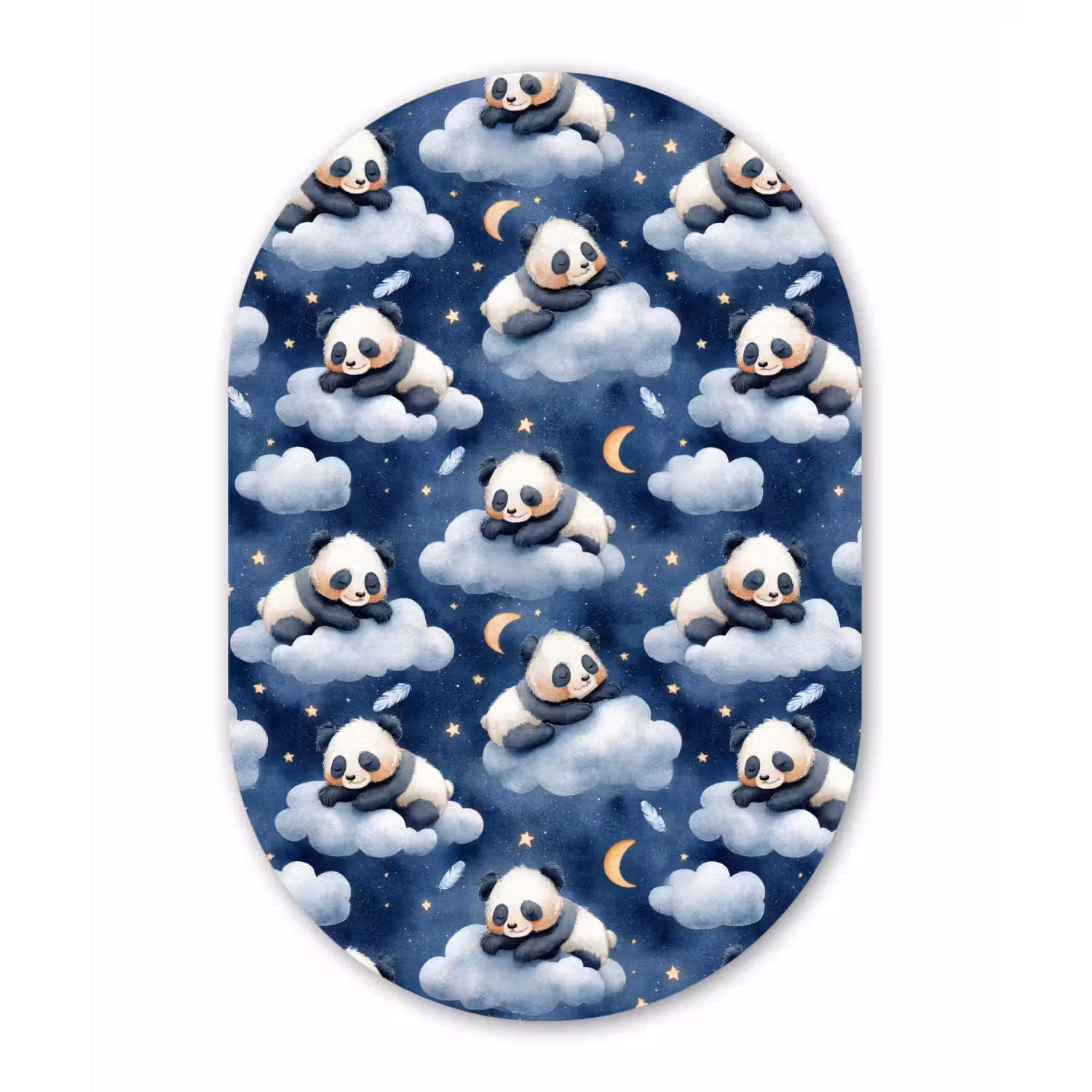 Panda's - Slapen - Blauw Wandcirkel Ovaal Forex klein 630 -3d
