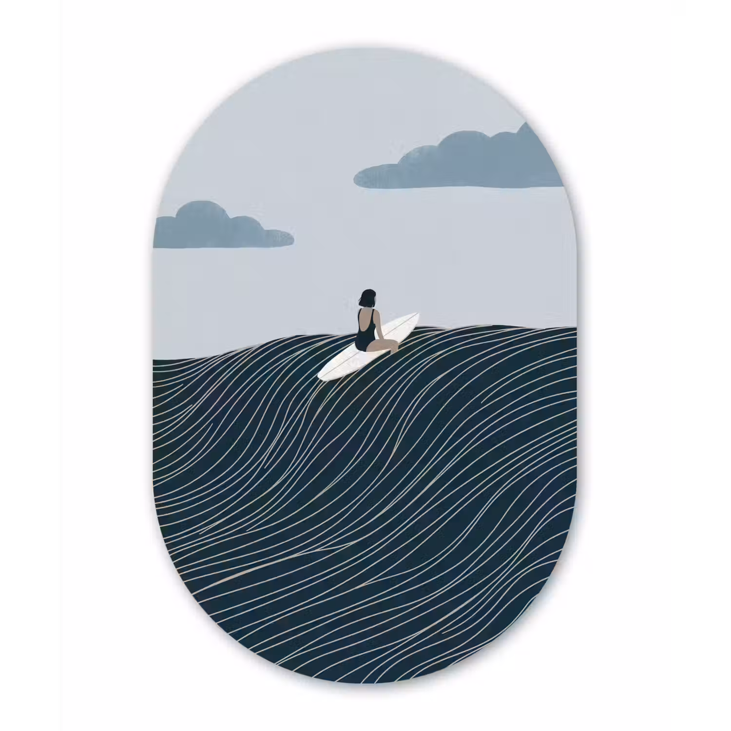 Persoon - Surfen - Oceaan - Natuur - Modern Wandcirkel Ovaal Forex klein -3d