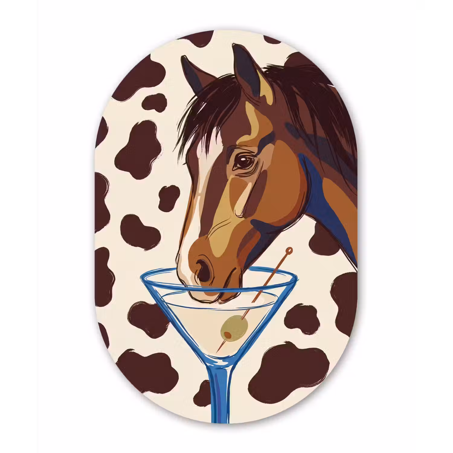 Paard - Martini - Dieren - Abstract - Bruin Wandcirkel Ovaal Forex klein -3d