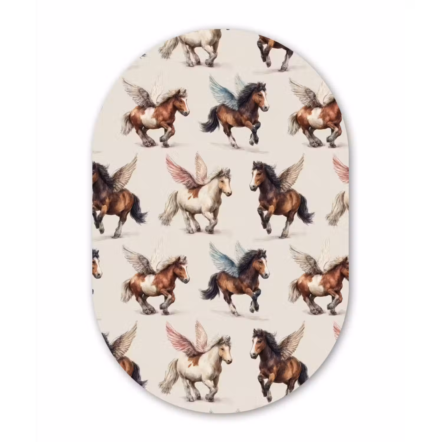 Paarden - Vleugels - Kleurrijk Wandcirkel Ovaal Forex klein 630 -3d