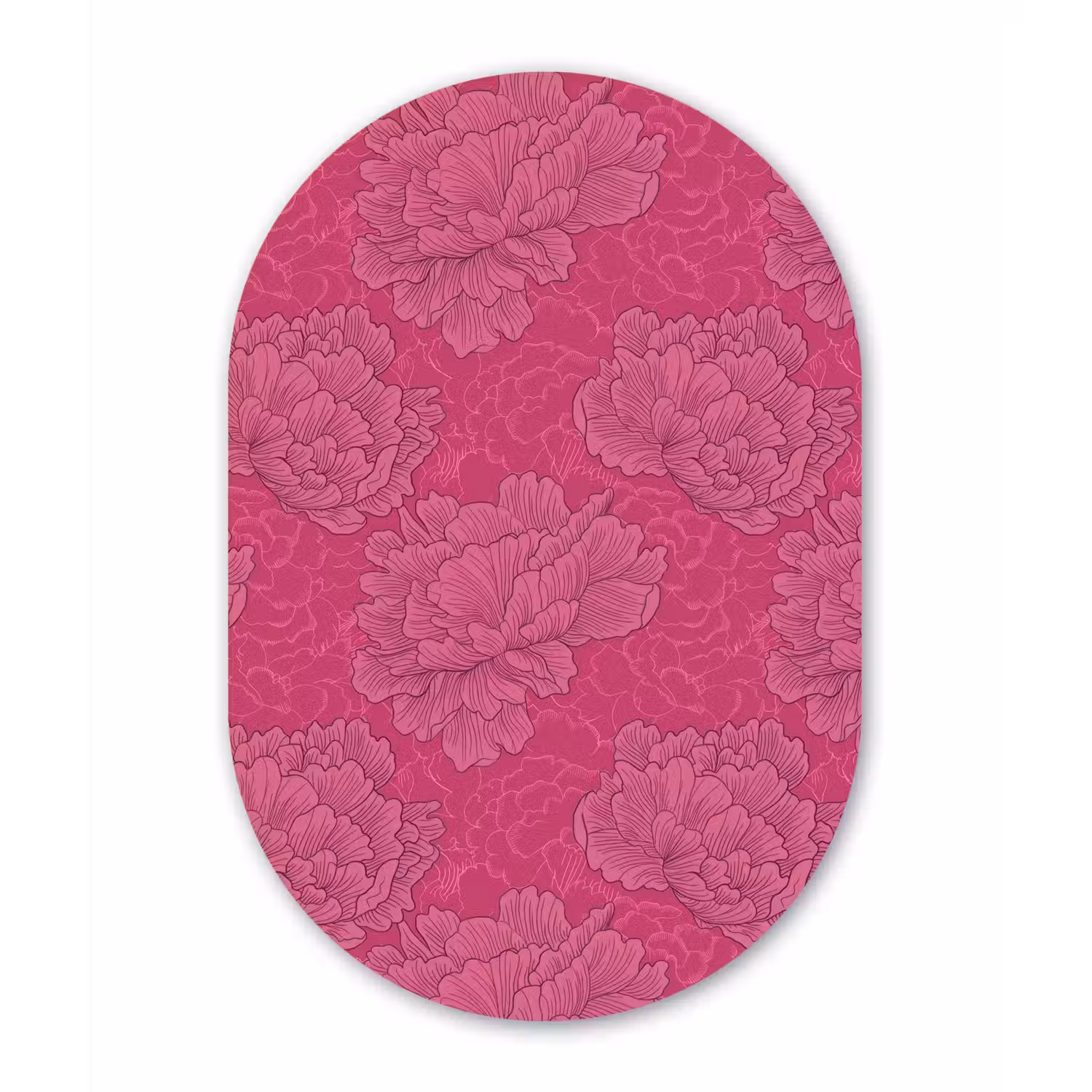Pioenrozen - Energiek - Roze Wandcirkel Ovaal Forex klein 630 -3d