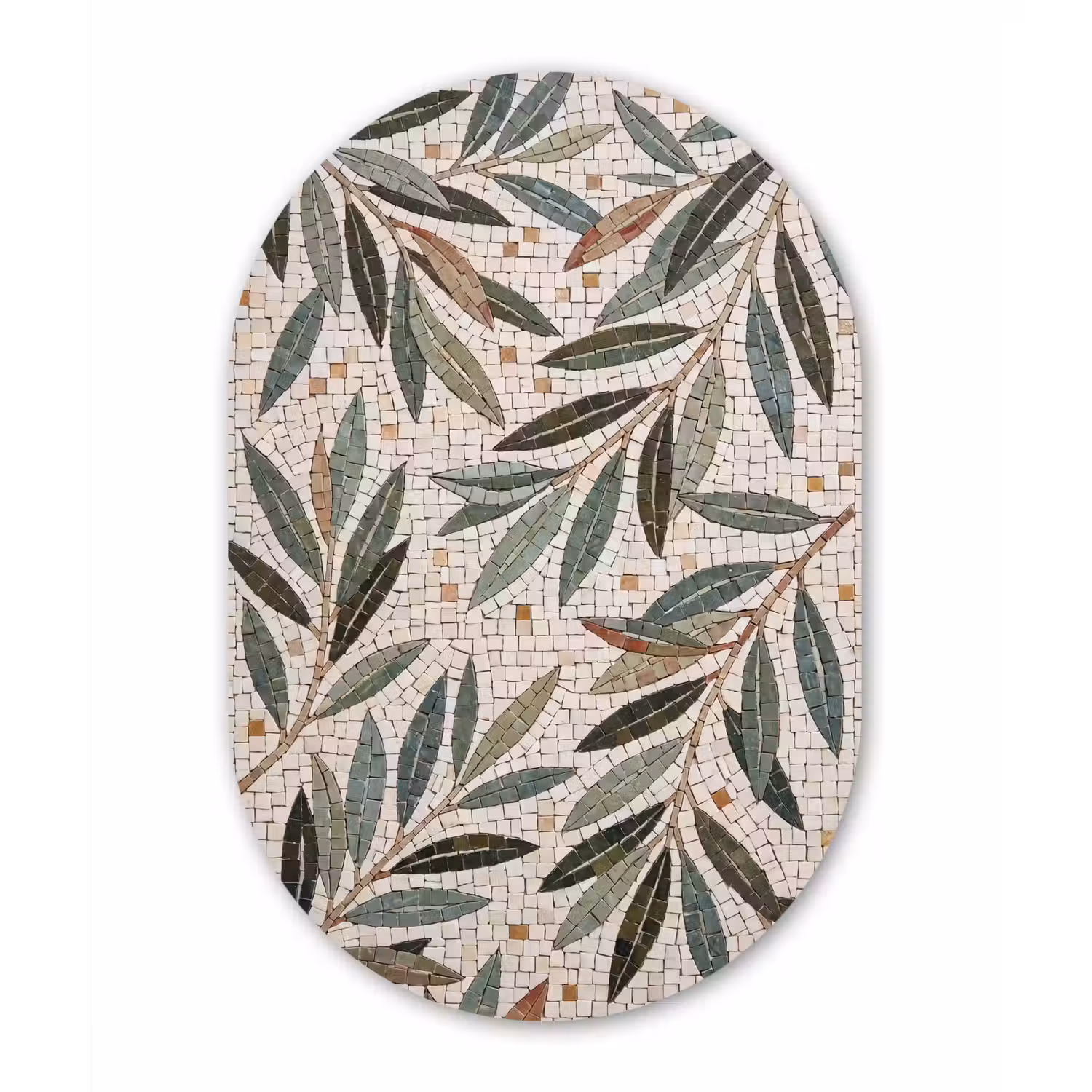 Plant - Blad - Mozaïek - Groen Wandcirkel Ovaal Forex klein -3d