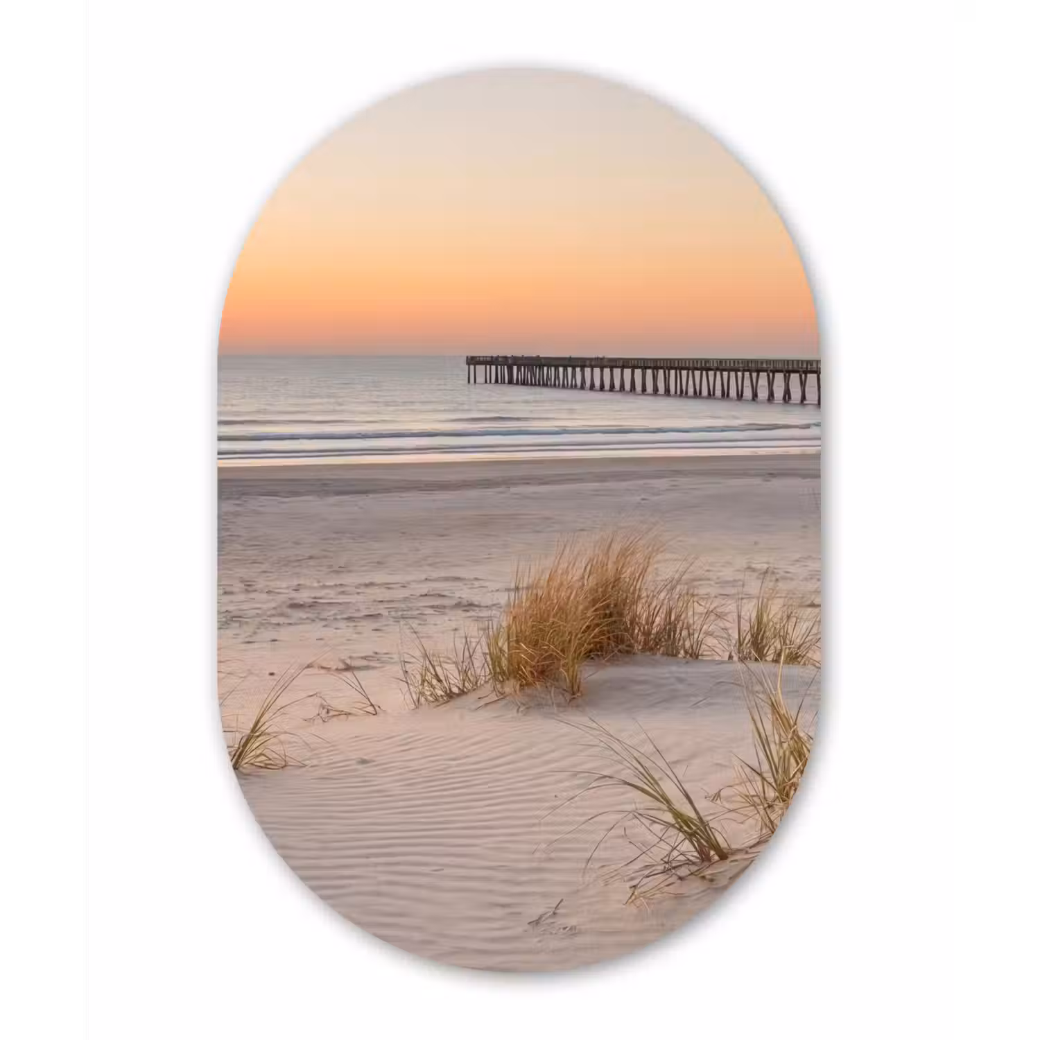 Pier - Zonsondergang - Strand Wandcirkel Ovaal Forex klein -3d